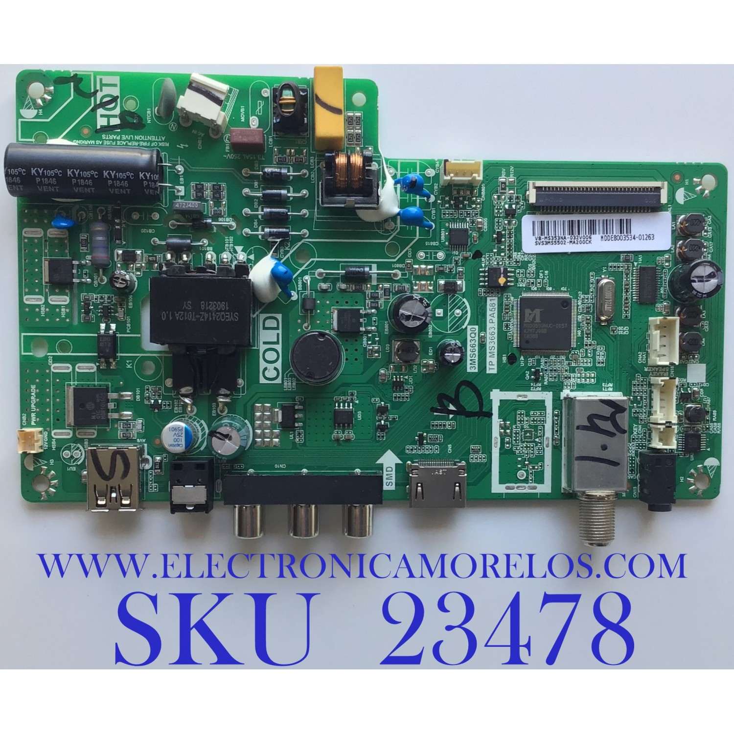 MAIN FUENTE (COMBO) PARA TV DAEWOO / NUMERO DE PARTE SVS3MS5502-MA200CK / TP.MS3663.PA581 / 3MS663Q0 / V8-MS353NA-032V006 / MDDE8003534 / MODELO DAEWOO L22V4600TN / ES UTILIZADA EN DIFERENTES MARCAS Y MODELOS / ENTRAR A DESCRIPCIÓN DEL PRODUCTO