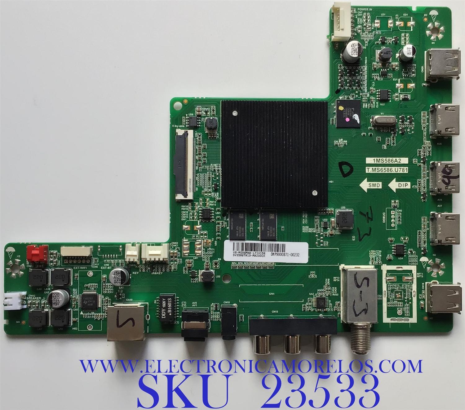 MAIN PARA TV PHILIPS  / SVS586TA19-MA200CK / T.MS6586.U781 / V8-MS86MNA-LF1V156 / 1MS586A2 / MODELO 65PFL5504/F8 / ESTA TARJETA ES CHINA Y ES UTILIZADA EN DIFERENTES MARCAS Y MODELOS / ENTRAR A DESCRIPCIÓN DEL PRODUCTO
