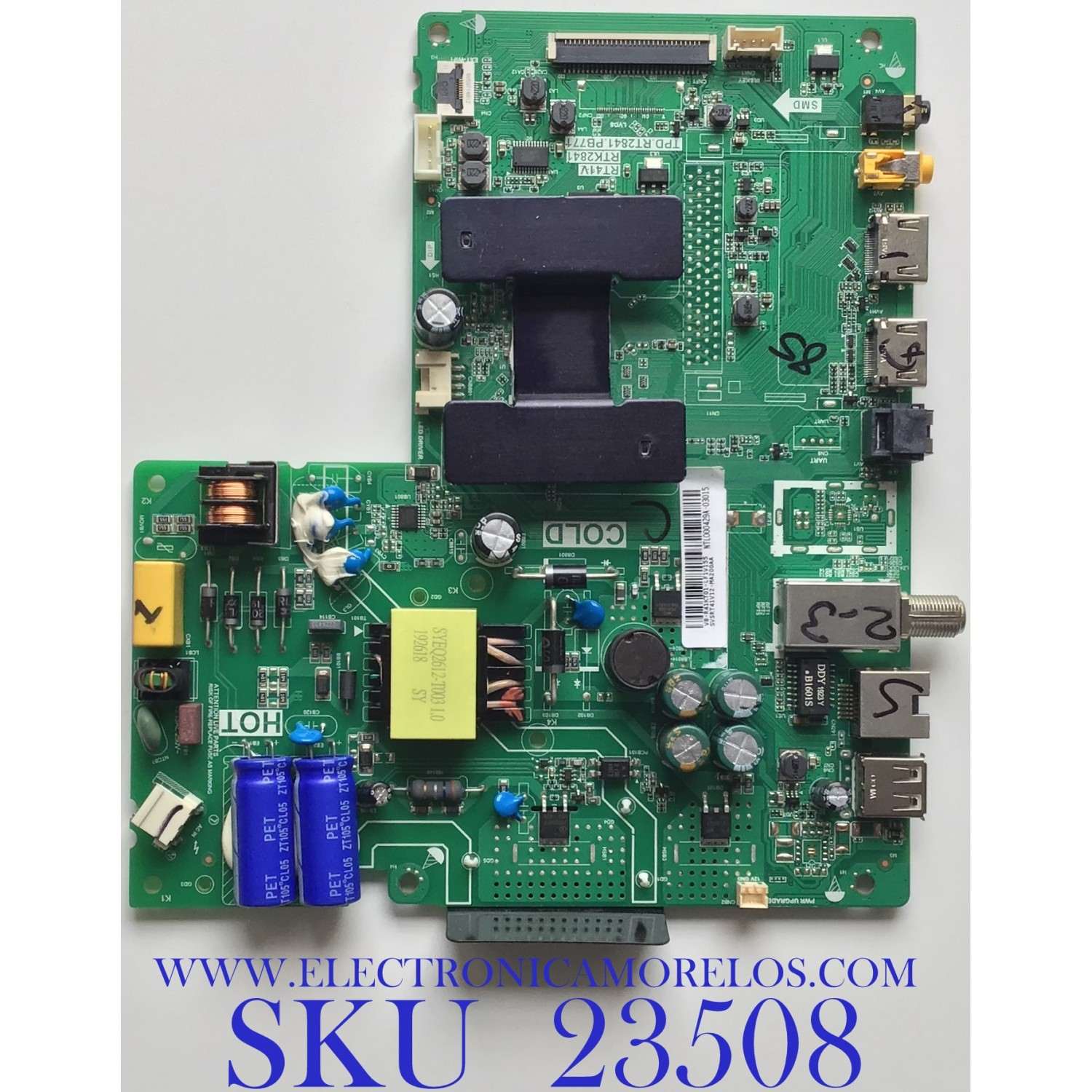 MAIN FUENTE PARA TV TCL / SVSRT41V12-MA200AA / TPD.RT2841.PB771 / RTK2841 / V8-R41KT01-LF1V155 / MODELOS 32A325 / 32A323 / 32A321 /   ESTA TARJETA ES CHINA Y ES UTILIZADA EN DIFERENTES MARCAS Y MODELOS / ENTRAR A DESCRIPCIÓN DEL PRODUCTO