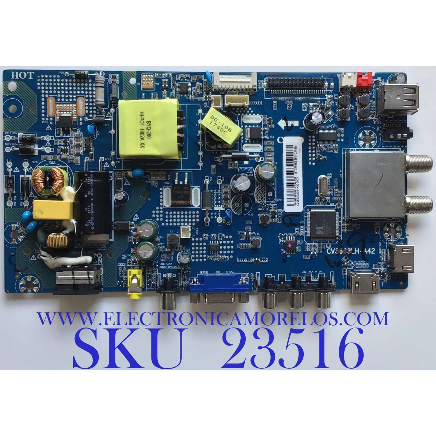 MAIN FUENTE PARA TV PANAVOX / SVS663CA02-MA200CK / CV3663LH-A42 / V8-MS663GP-C03V038 /  MODELO PANAVOX  24D366 / 3ESTA TARJETA ES CHINA Y ES UTILIZADA EN DIFERENTES MARCAS Y MODELOS / ENTRAR A DESCRIPCIÓN DEL PRODUCTO