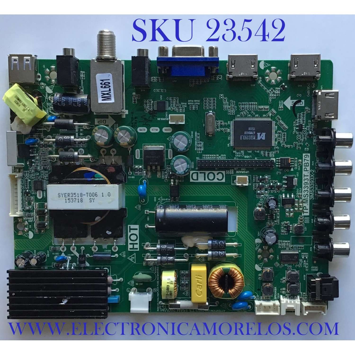 MAIN FUENTE PARA TV DAEWOO / 02-SKG39A-C003000 / TP.MS3393T.PB79 / 3MS3393X-2 / B15124475 / MODELO L40R6400TN / ESTA TARJETA ES CHINA Y ES UTILIZADA EN VARIAS MARCAS Y MODELOS / ENTRAR A DESCRIPCION DEL PRODUCTO
