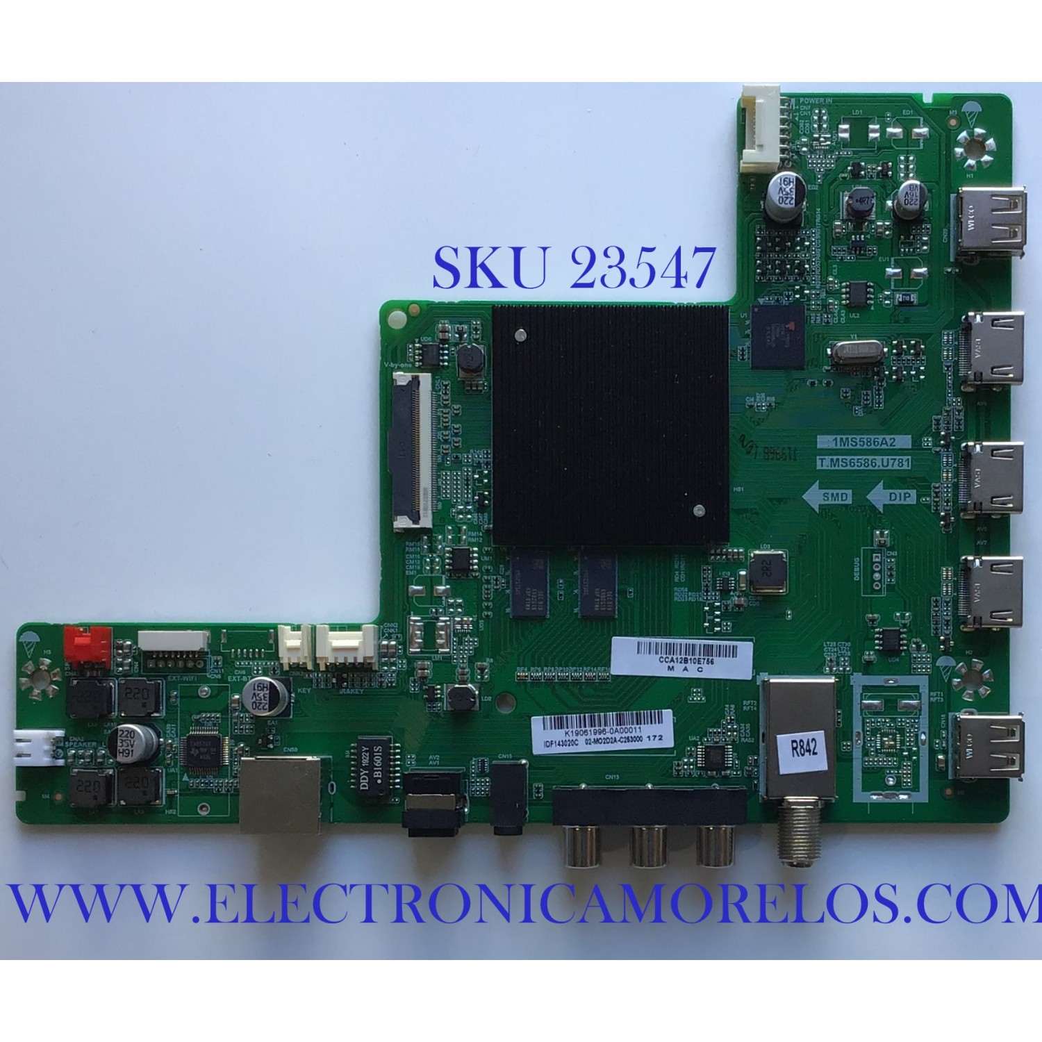MAIN  PARA TV TCL / 02-MO2D2A-C253000 / T.MS6586.U781 / 1MS586A2 / K19061996-0A00011 / ESTA TARJETA ES CHINA Y ES UTILIZADA EN VARIAS MARCAS Y MODELOS / ENTRAR A DESCRIPCION DEL PRODUCTO