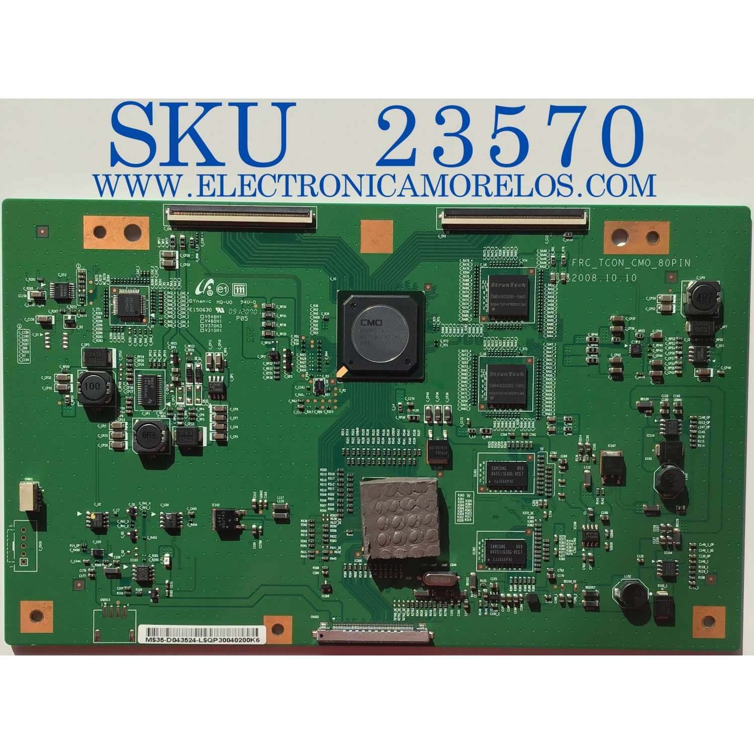T-CON PARA TV SAMSUNG / 35-D043524-L / FRC_TCON_CMO_80PIN / PANEL T55FBE1-DB / MODELO UN55B6000VFXZA