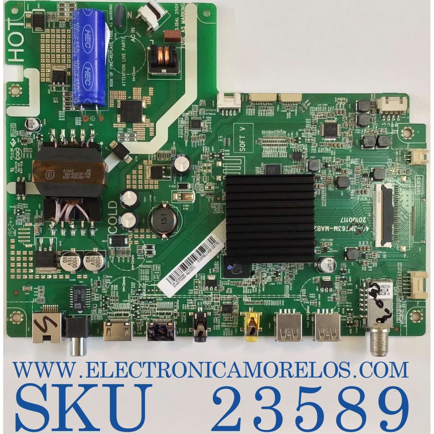 MAIN FUENTE PARA TV AIWA / SVSNT72A60-MA200CK / 40-3NT63M-MAB2HG / V8-NT563NA-LF1V307 / DISPLAY CC430LV1D Ver.02 / MODELO HKP43SM8NEG