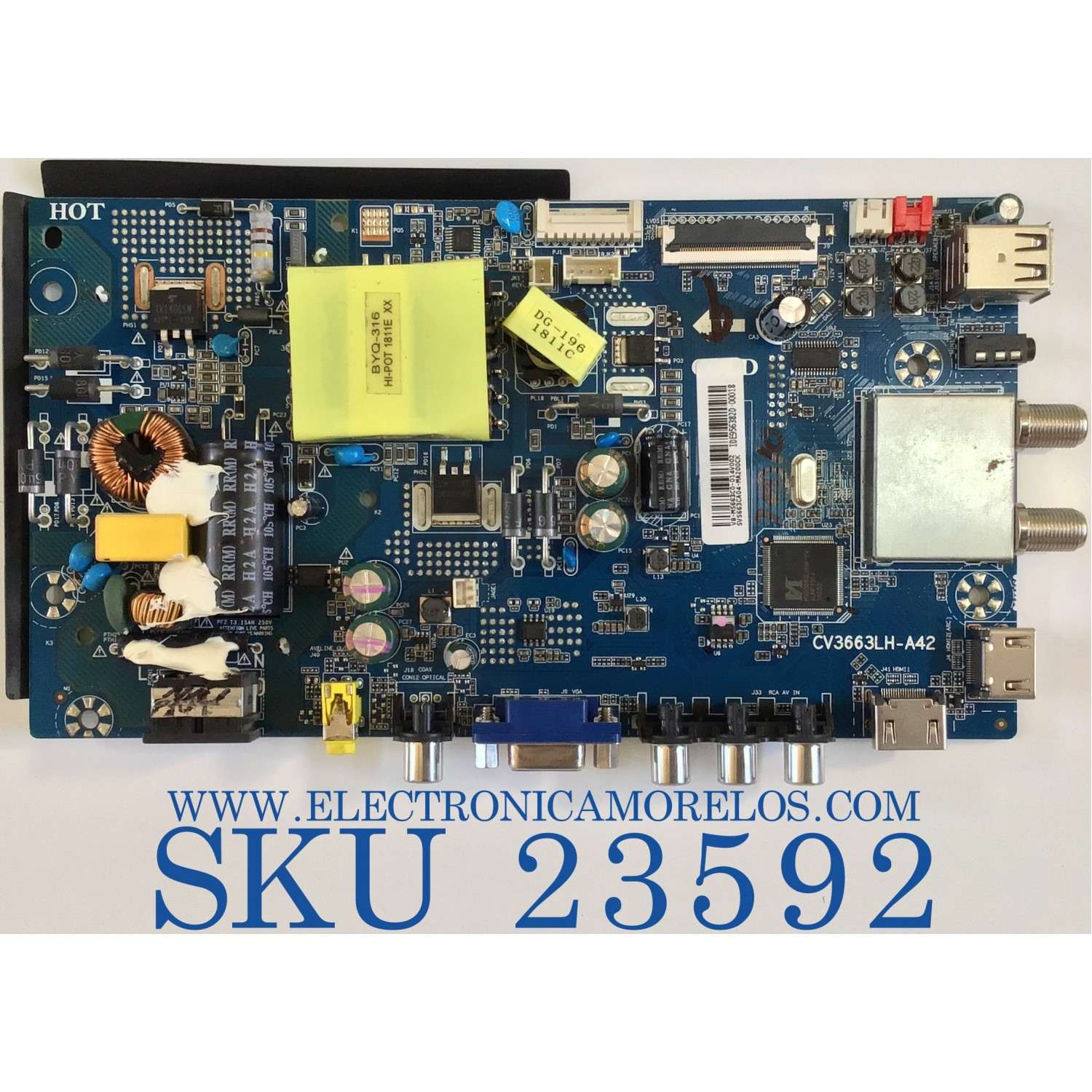 MAIN FUENTE PARA TV PANAVOX / SVS663CA04-MA200CK / CV3663LH-A42 / V8-MS663C0-014V002 / ESTA TARJETA ES CHINA Y ES UTILIZADA EN DIFERENTES MARCAS Y MODELOS / ENTRAR A DESCRIPCIÓN DEL PRODUCTO
