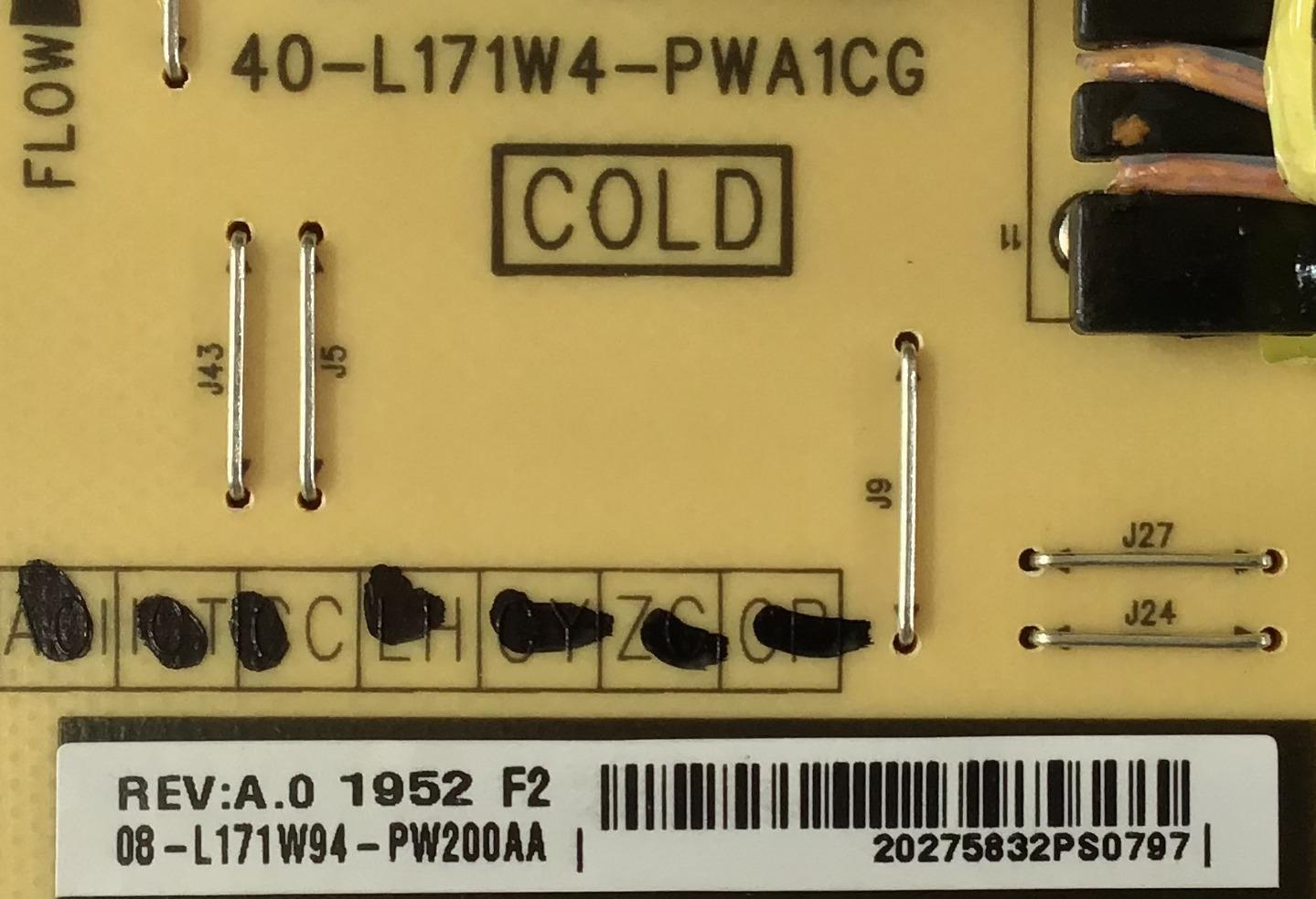 FUENTE DE PODER PARA SMART TV TCL / 08-L171W94-PW200AA / 40-L171W4-PWA1CG / PANEL LVU550NEBL AD9W13  / MODELO 55S525 - Imagen 2