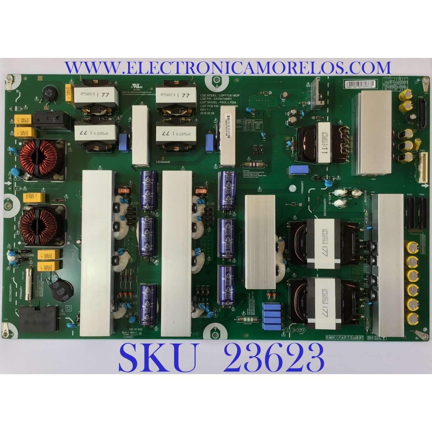 FUENTE DE PODER PARA TV LG OLED / NUMERO DE PARTE EAY64748801 / LGP77C8-18OP / 64748801 / 1382740010977 / 3PCR02256A / 3PCR02256B / PANEL LE770AQD (AL)(A1) / MODELOS OLED77C8PUA / OLED77C8PUA.AUSWLH / OLED77C9PUA / OLED77C9PUA.BUSWLJR