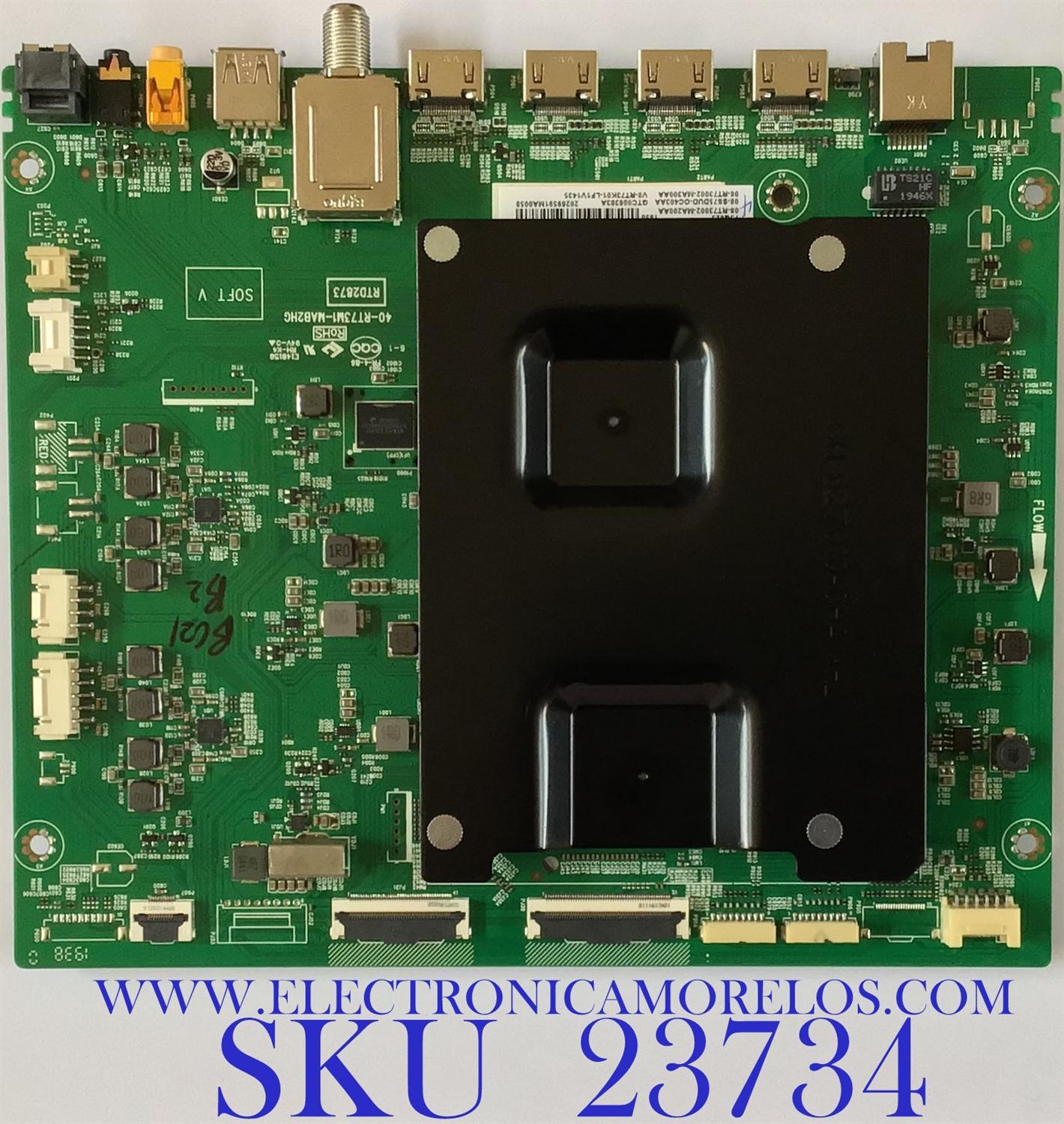 MAIN PARA SMART TV TCL ROKU K QLED DOLBY VISION HDR / 08-SS75DUD-OC403AA / 40-RT73M1-MAB2HG / 08-RT73002-MA200AA / V8-RT73K01-LF1V1435 / PANEL LVU750NEBL SD9W02 / MODELO 75Q825