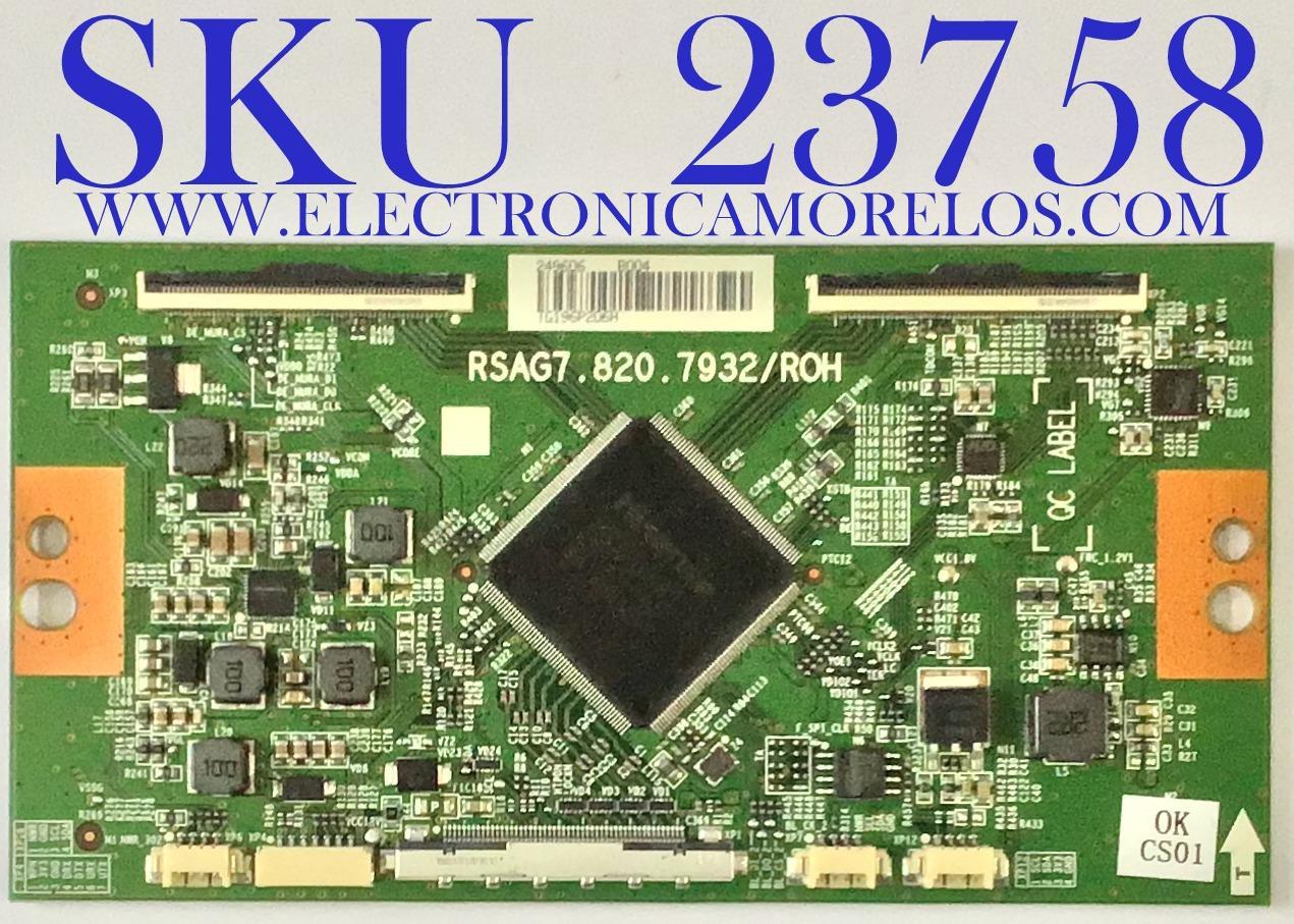 T-CON PARA TV HISENSE / 249606 / RSAG7.820.7932/ROH / PANEL HD650V3U51-TAL3/S2/BZFJ/GM/ROH / MODELO 65H8F