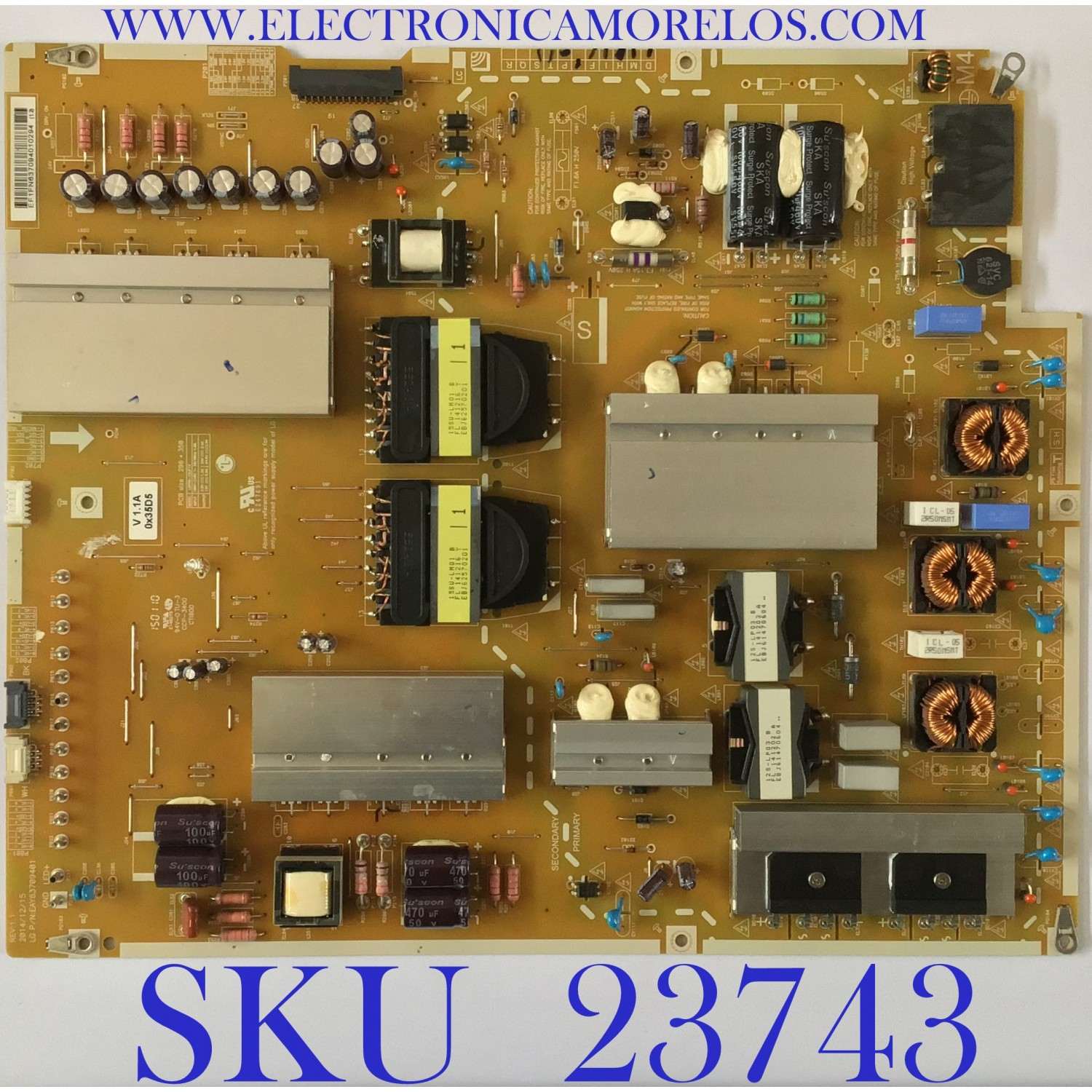 FUENTE DE PODER PARA TV LG / EAY63709401 / LGP65-15UF12 / PANEL LC650EQF (DH)(F1) / MODELO 65UF9500-UA.BUSYLJR
