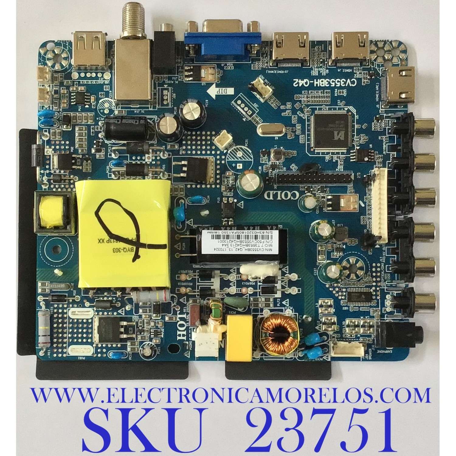 MAIN FUENTE PARA TV JENSEN / 7.T3553BHQ4213.3A4 / CV3553BH-Q42 / F50CV3553BHQ4213001 / 83H0320 / LTE40473 / PANEL V500HJ4-Q01 C2  / MODELO JE5015