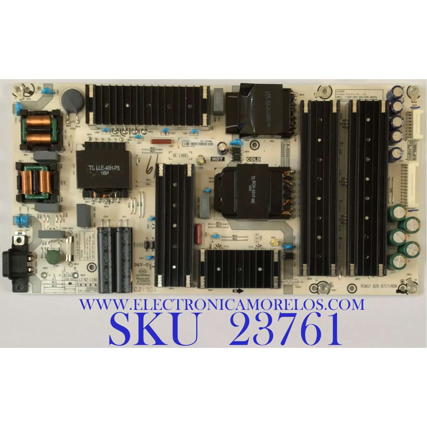 FUENTE DE PODER PARA TV HISENSE ULED 4K SMART TV / NUMERO DE PARTE 244281 / RSAG7.820.8717/ROH / HLP-5066WA / CQC13134095636 / E166702 / PANEL HD650V3U51-TAL3\S2\FJ\GM\ROH / MODELO 65H8F / 65H8F 65A6501EU