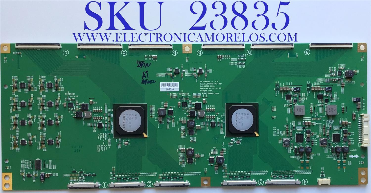 T-CON PARA TV LG NANOCELL AI THINQ 8K SMART TV / NUM DE PARTE 6871L-6053A / 6870C-0826A / 6053A / PANEL´S NC750DZD-AAJH1 / DISPLAY LC750DZ5(SM)(A1) / MODELOS 75SM9970PUA / 75NANO99UNA / 75NAN099UNA / 75NANO99UNA.AUSWLJR / 75SM9970PUA.AUSYUH