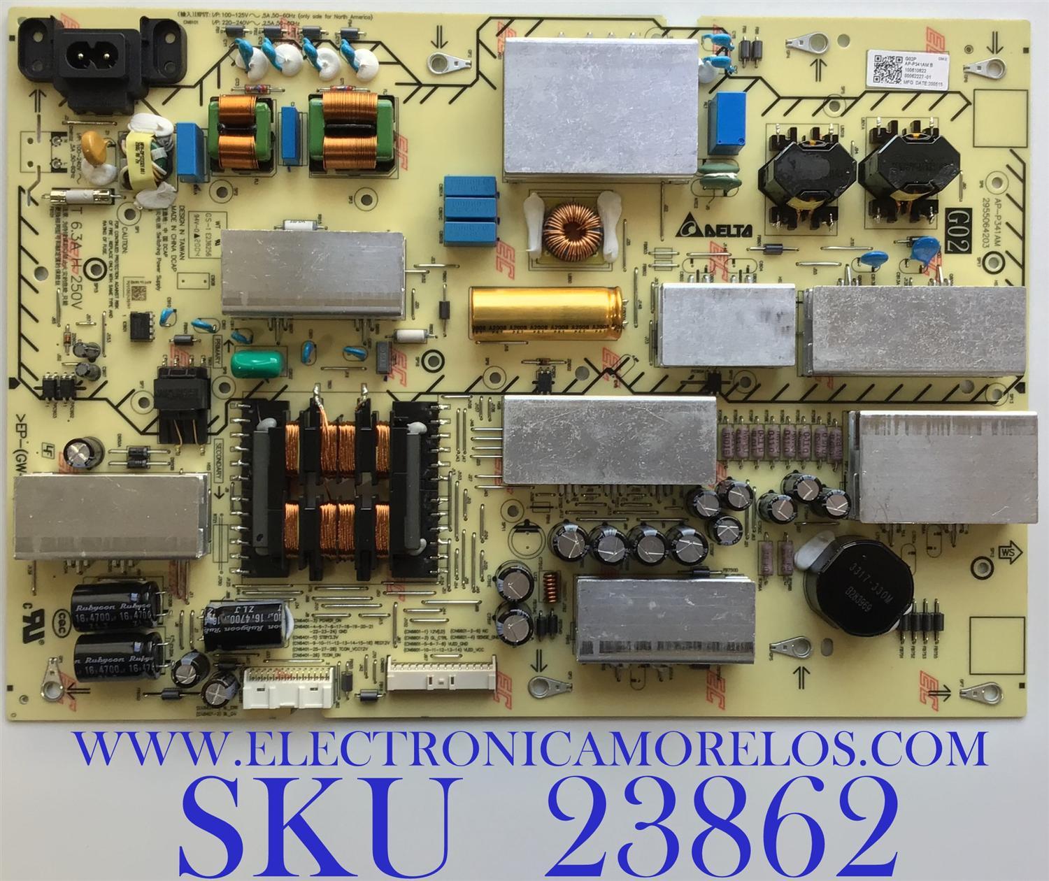FUENTE DE PODER PARA TV SONY / NUMERO DE PARTE 1-006-108-22 / AP-P341AM / 2955064203 / 100610822 / SUSTITUTA 1-006-1082-2 / PANEL YDAF065DNU01 / MODELO XBR-65X950H / XBR65X950H
