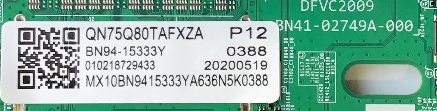 MAIN PARA SMART TV SAMSUNG QLED 4K HDR RESOLUCION (3,840 x 2,160) / NUMERO DE PARTE BN94-15333Y / BN41-02749A / BN97-16592C / PANEL CY-TT075FMLV4H / NUMERO DE DISPLAY BN96-50308A / MODELOS QN75Q80TAFXZA FC04 / QN75Q8DTAFXZA FC02  / QN75Q80AAFXZA - Imagen 2