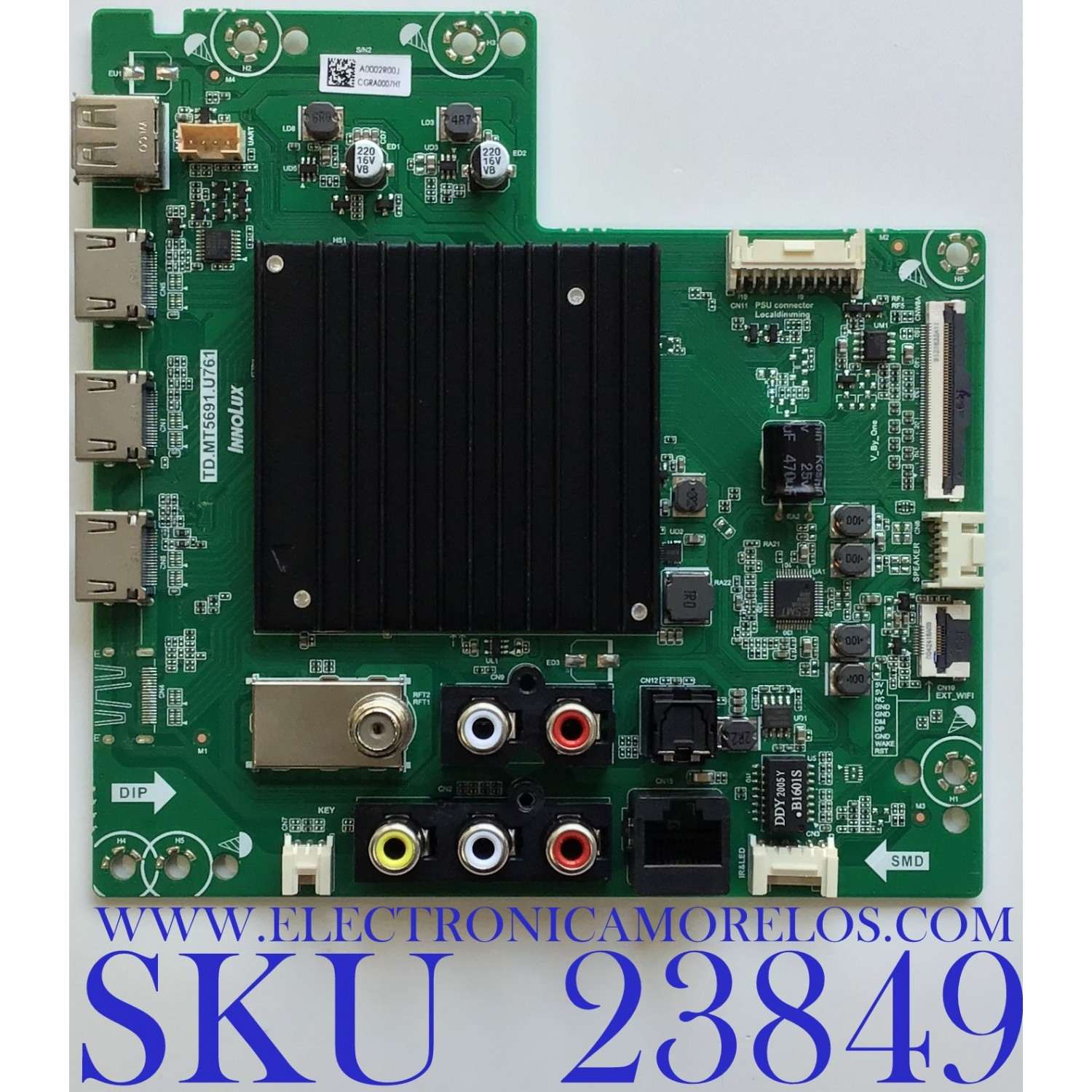 MAIN PARA VIZIO 4K HDR SMART TV RESOLUCION (3840 X 2160) / NUMERO DE PARTE A0002R00J / 6M03M0003700R / TD.MT5691.U761 / 2605K20A0 / PANEL V650DJ4-D03 REV.C1 / MODELO V655-H19 / V655-H19 LINIZC / V655-H19 LINIZCNW / V655-G9 LINIZCKW