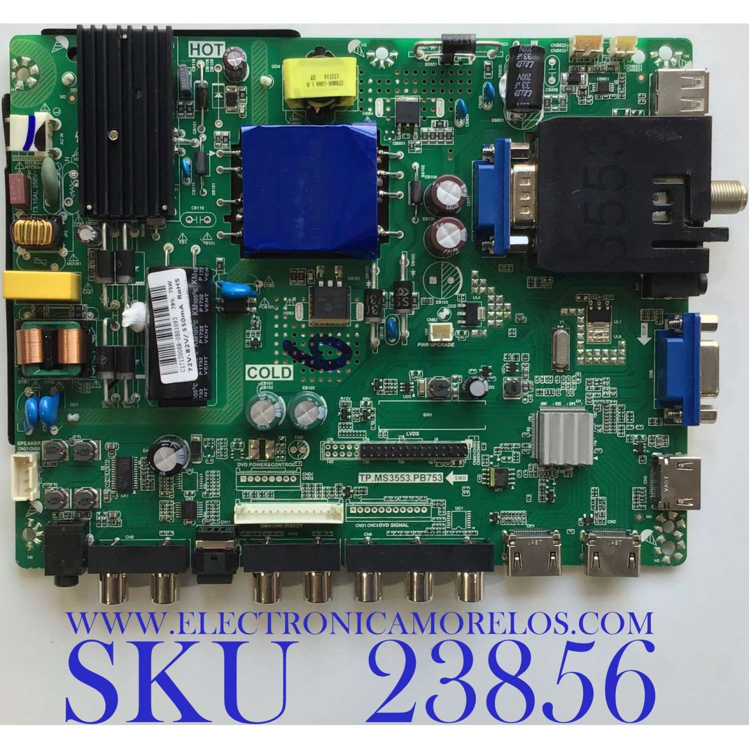 MAIN FUENTE PARA TV SCEPTRE  / NUMERO DE PARTE X435BV-FSR / TP.MS3553.PB753 / T201710068B / 8142123352138 / HV430FHB-N10 / C17120068 / PANEL HV430FHB-N10 / MODELO H43 ULTV53DC