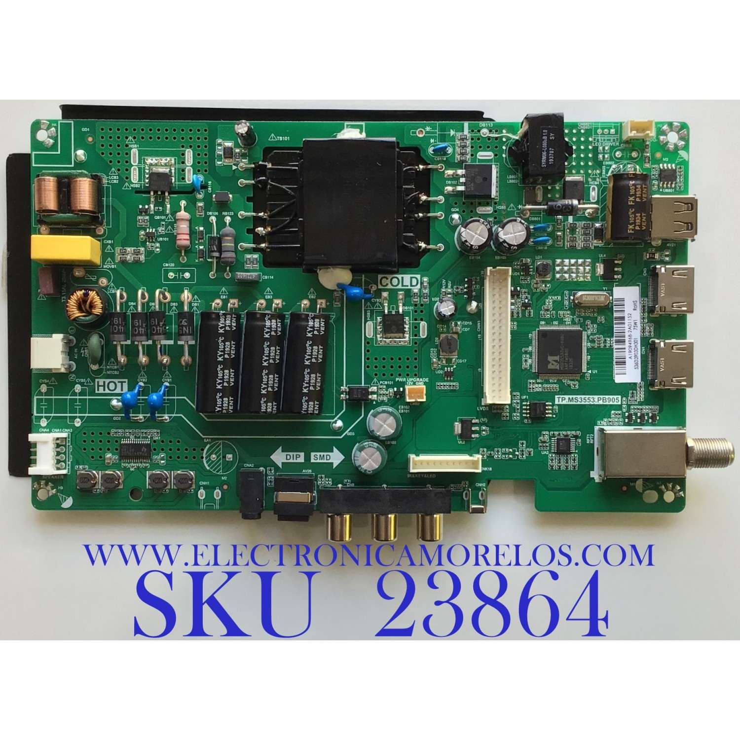 MAIN FUENTE PARA TV INSIGNIA / NUMERO DE PARTE 515Y35537M09 / TP.MS3553.PB905 / 2010058437 / A19094968-2A01152 / PANEL LC390TA2A / MODELO NS-39D310NA19