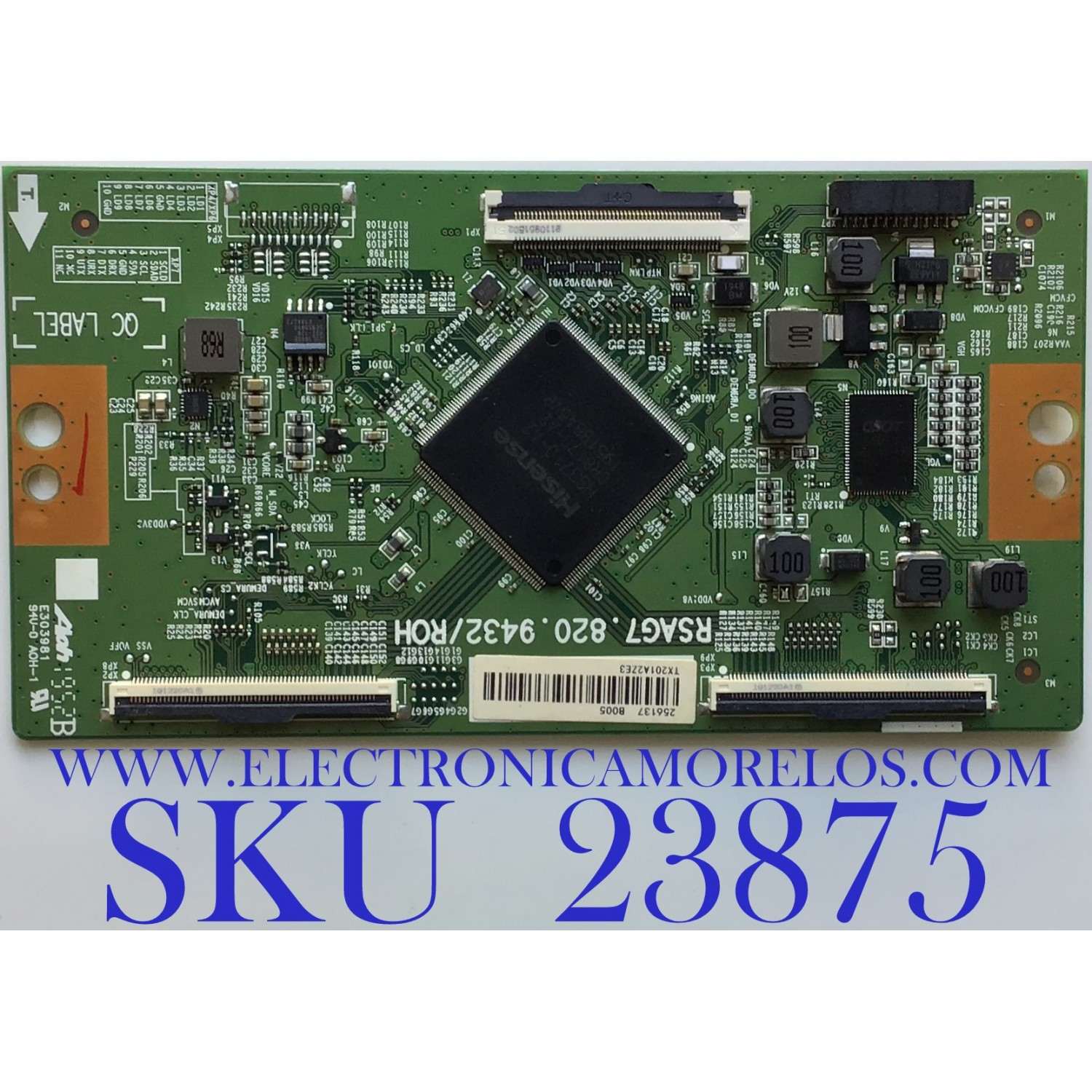 T-CON PARA TV HISENSE / NUMERO DE PARTE 256137 / RSAG7.820.9432/ROH / PANEL JHD650X3U81-TA\S0\FJ\GM\ROH / MODELO 65H8G