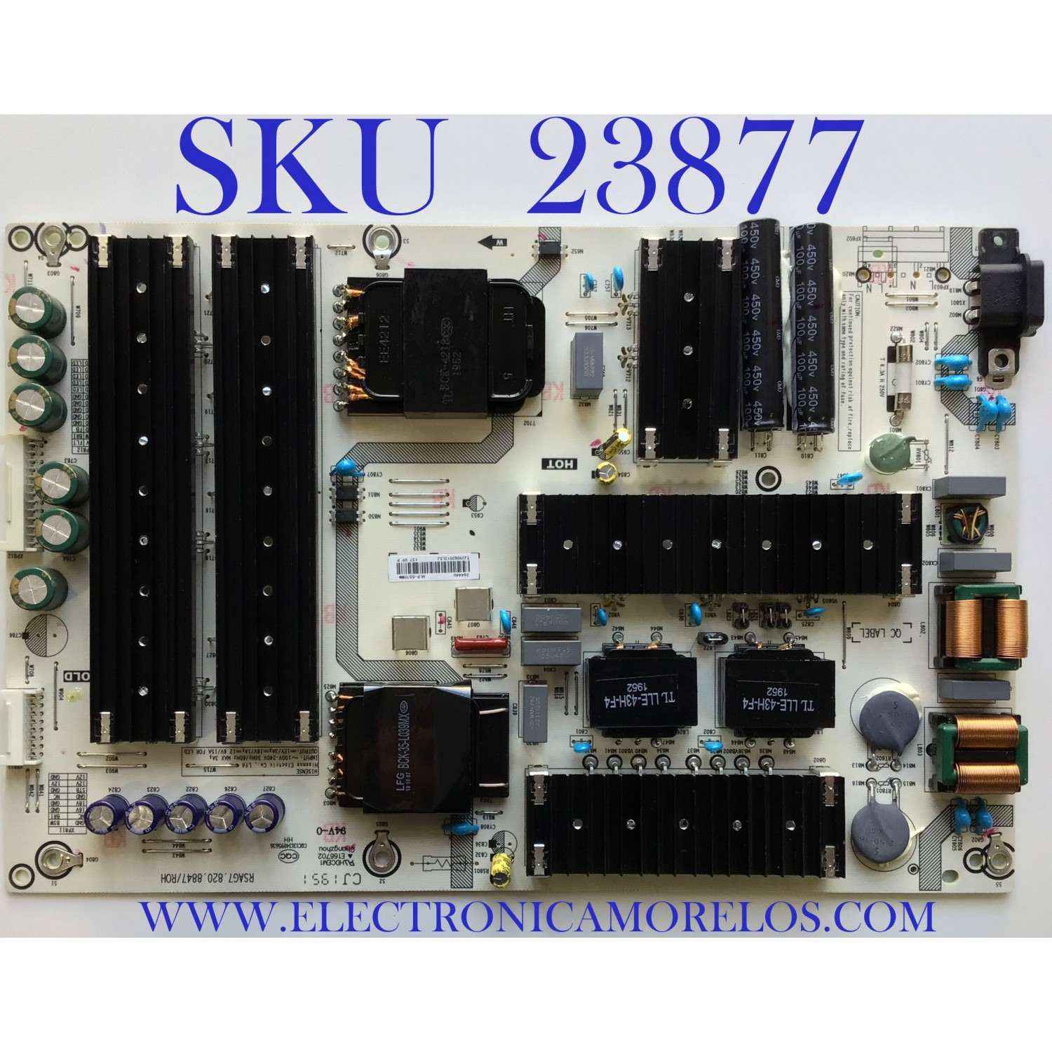 FUENTE DE PODER PARA SMART TV HISENSE / NUMERO DE PARTE 264446 / RSAG7.820.8847/ROH / HLP-5570WM / PANEL JHD650X3U81-TA\S0\FJ\GM\ROH / MODELO 65H8G
