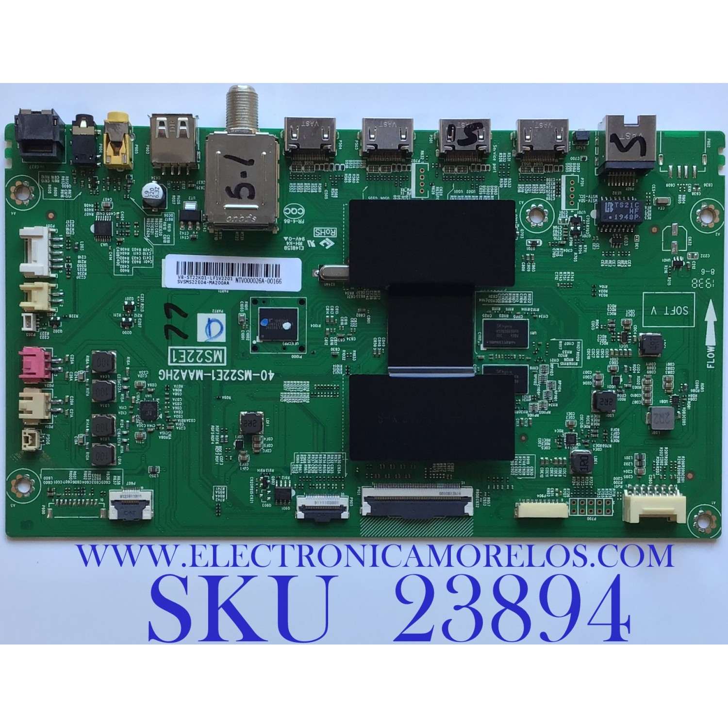 MAIN PARA TV TCL·ROKU 4K·UHD·HDR (3840 x 2160) / NUMERO DE PARTE SVSMS22E04-MA200AA / 40-MS22E1-MAA2HG / V8-ST22K01-LF1V2201 / PANEL V500DJ7-QE1 REV.T5 / MODELO 50S525
