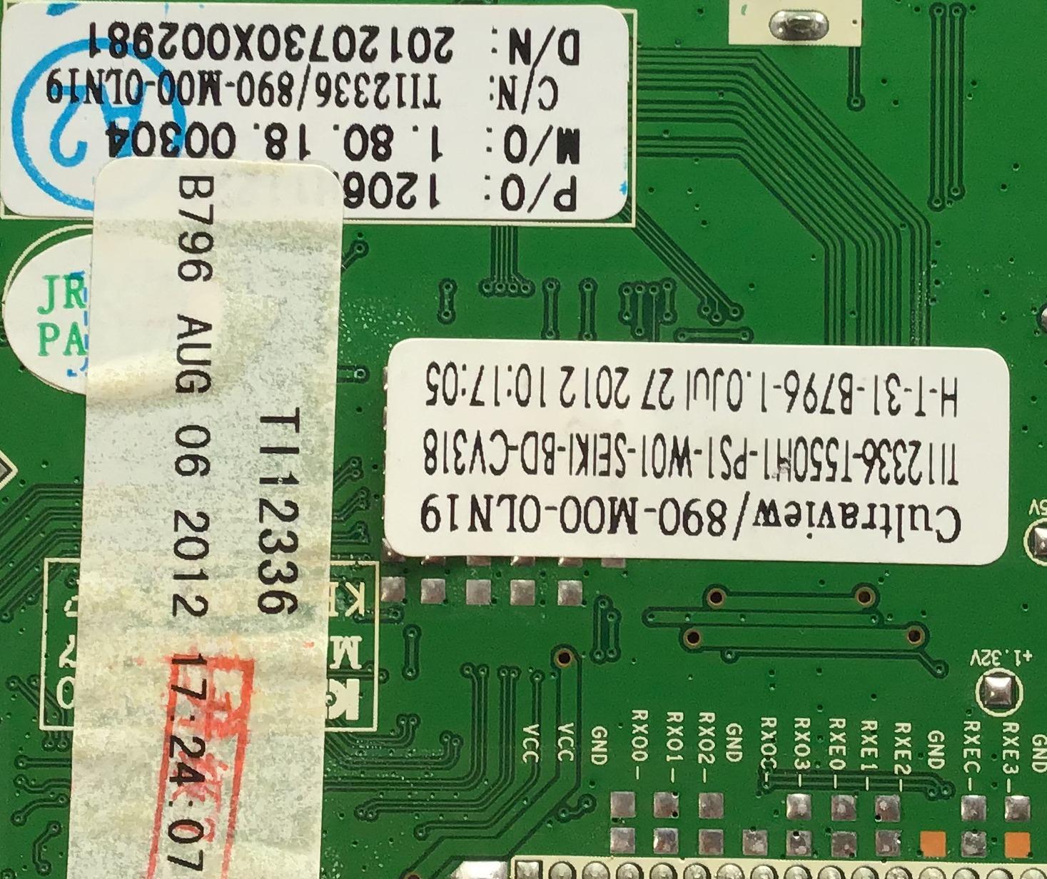 MAIN PARA TV SEIKI / NUMERO DE PARTE  TI12336 / CV318H-T / 890-M00-0LN19 / 1206H1122A / PANEL T550H1-PS1-W01 VER.C1 / MODELO LE-55GB2 - Imagen 3
