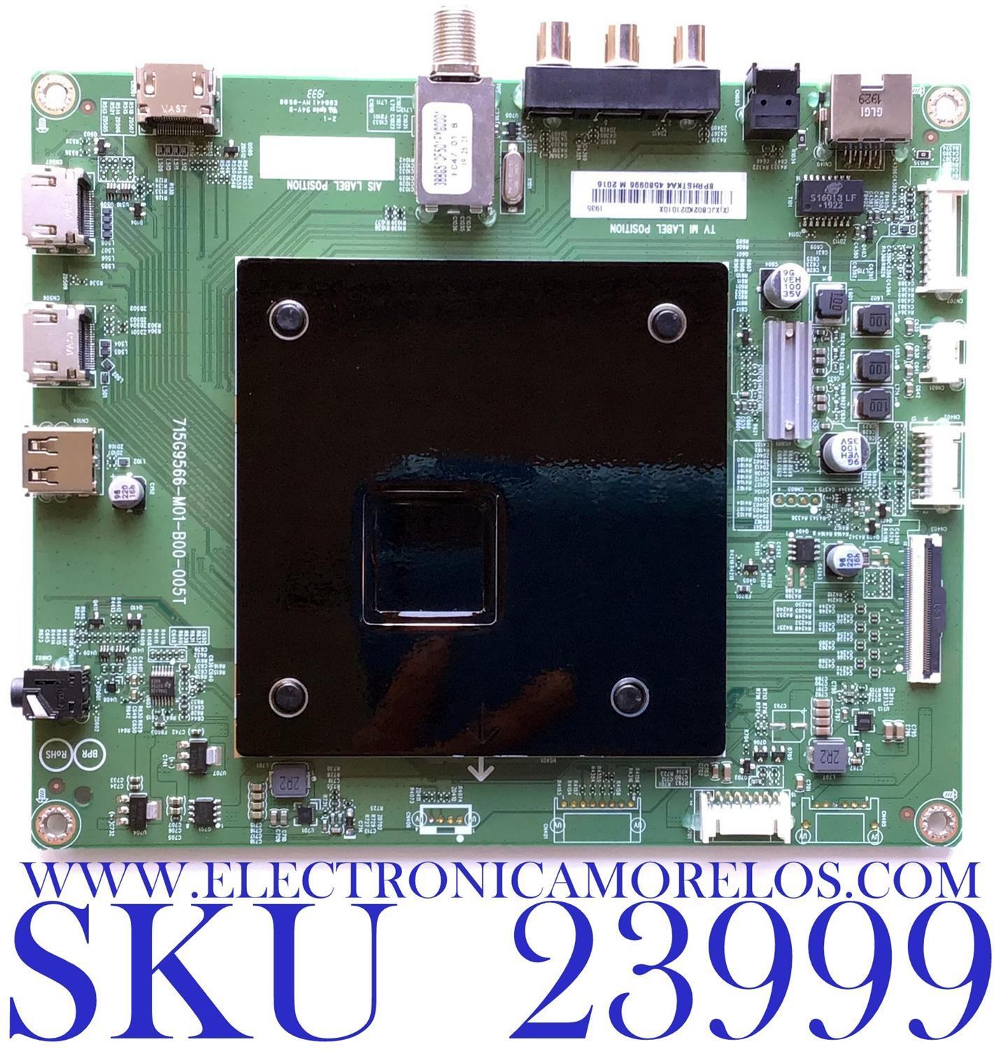 MAIN PARA SMART TV INSIGNIA 4K UHD / NUMERO DE PARTE  756TXJCB02K021 / 715G9566-M01-B00-005T / (X)XJCB02K021010X / PANEL TPT580B5-U1T01.D REV:S01B / MODELO NS-58DF620NA20