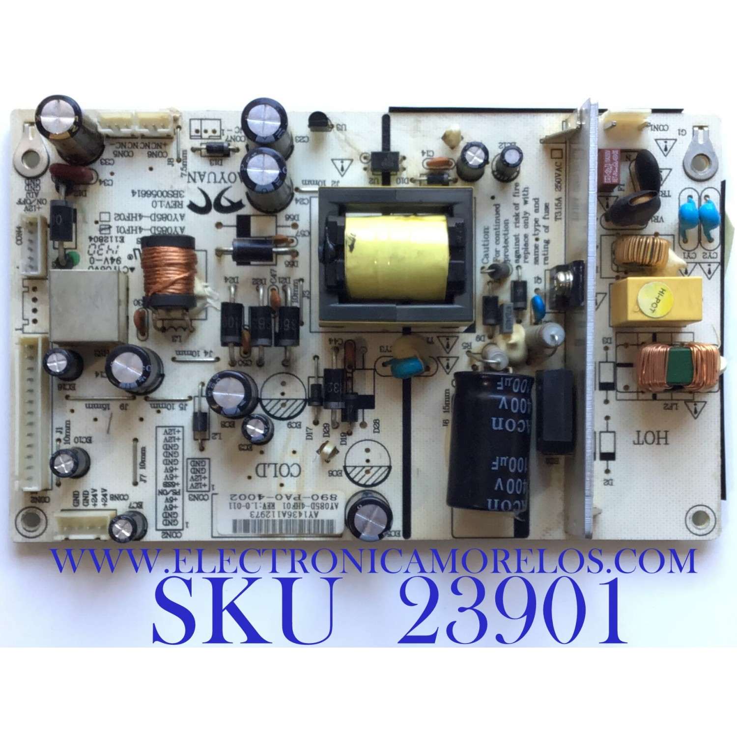 FUENTE DE PODER PARA TV SEIKI / NUMERO DE PARTE 890-PA0-4002 / AY085D-4HF01 / AY1436A112973 / PANEL T395HJ-PE1-DY3 VER.A3 / MODELO SE40FY19T