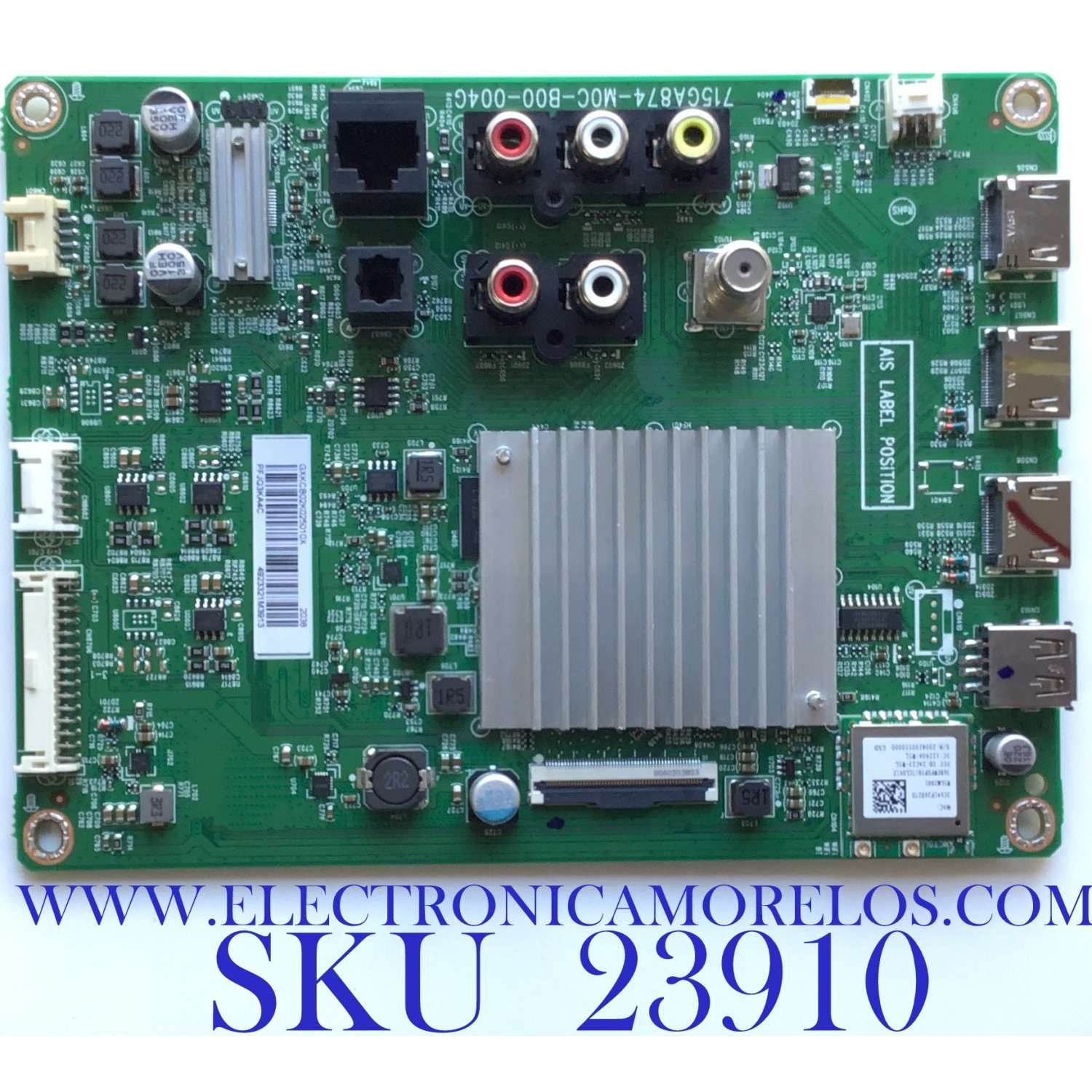 MAIN PARA TV VIZIO / NUMERO DE PARTE GXKCB02K025 / 715GA874-M0C-B00-004G / GXKCB02K025010X / PANEL´S TPT580B5-U1T01.D REV:S01AN / TPT580B5-U1T01.D REV:S01BG / MODELO V585-H11 LTCHZILW / V585-H11 LTCHZINW