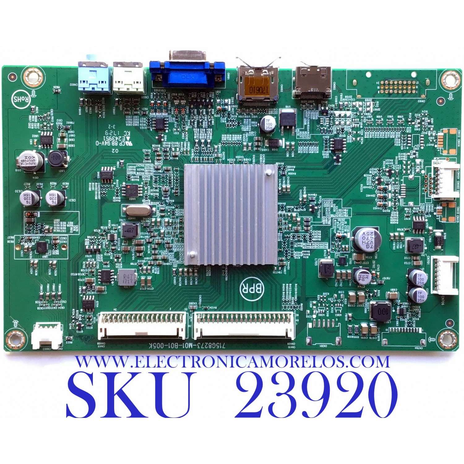 MAIN PARA MONITOR VIEWSONIC / NUMERO DE PARTE  GQGCB0V107 / 715G8273-M01-B01-005K / (Q)GQGCB0V1070000Q / PANEL TPT315B5-QHBN0.K REV:S5940E / MODELO VX3211-2K
