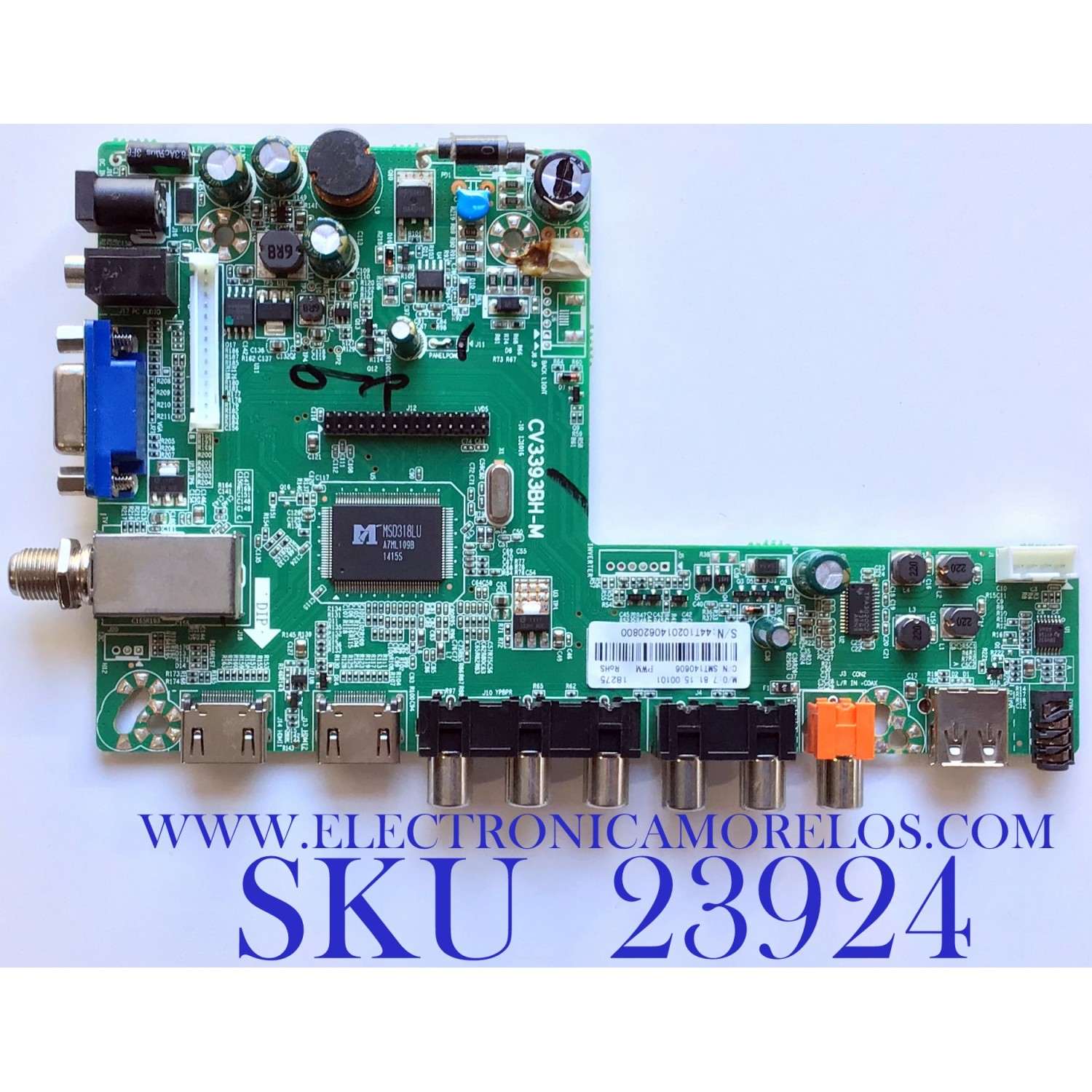 MAIN PARA TV INSIGNIA / NUMERO DE PARTE  SMT140606-07535 / CV3393BH-M / 7.81.15.00101 / 18275 / 44T1020140620800 / PANEL SM275TCA05 D0306 / MODELO NS-28D310NA15