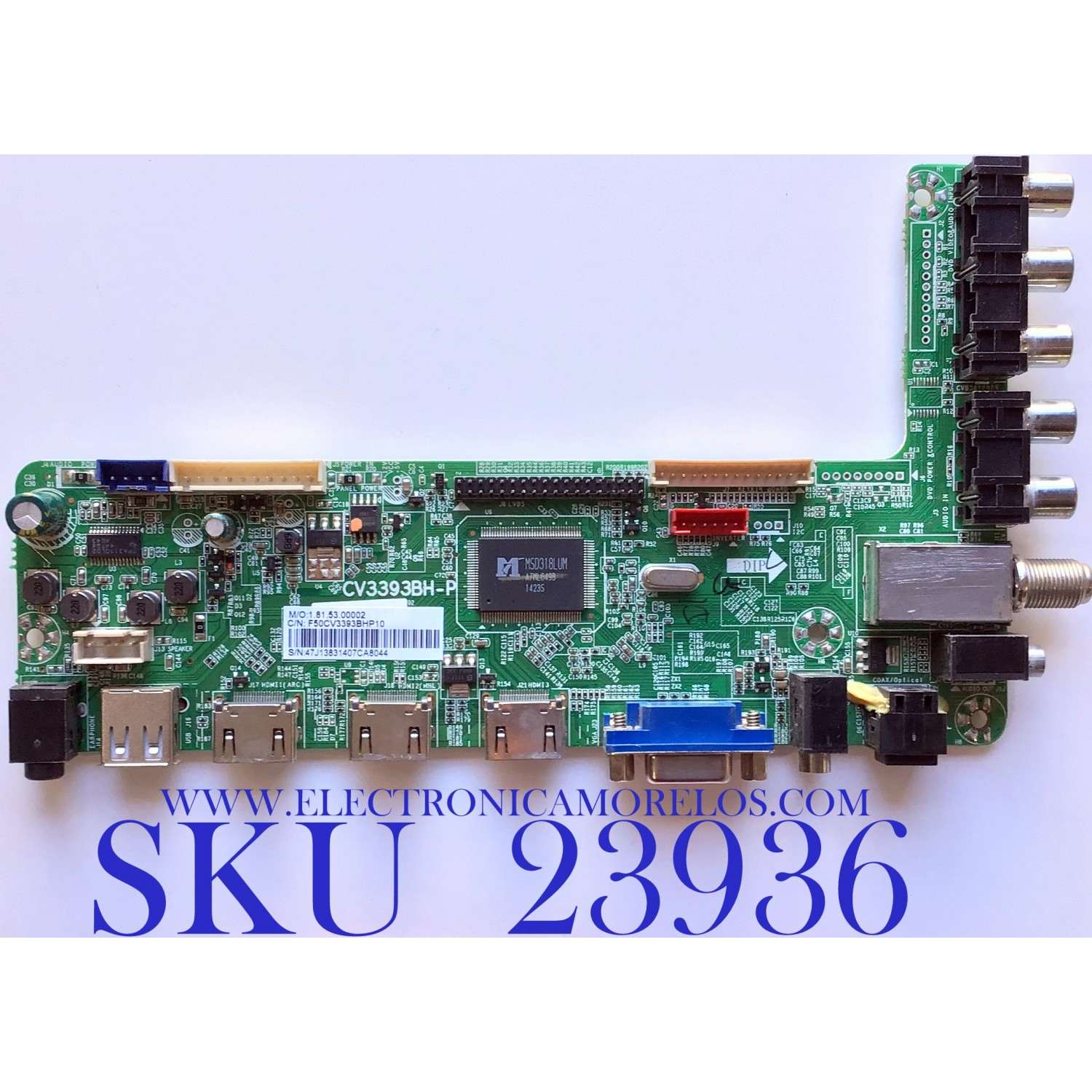 MAIN PARA TV SEIKI / NUMERO DE PARTE  F50CV33693BHP10 / CV3393BH-P / LTE48331 / 1.81.53.00002 / 47J13831407CA8044 / PANEl LSC480HJ05 / MODELO SE48FY25