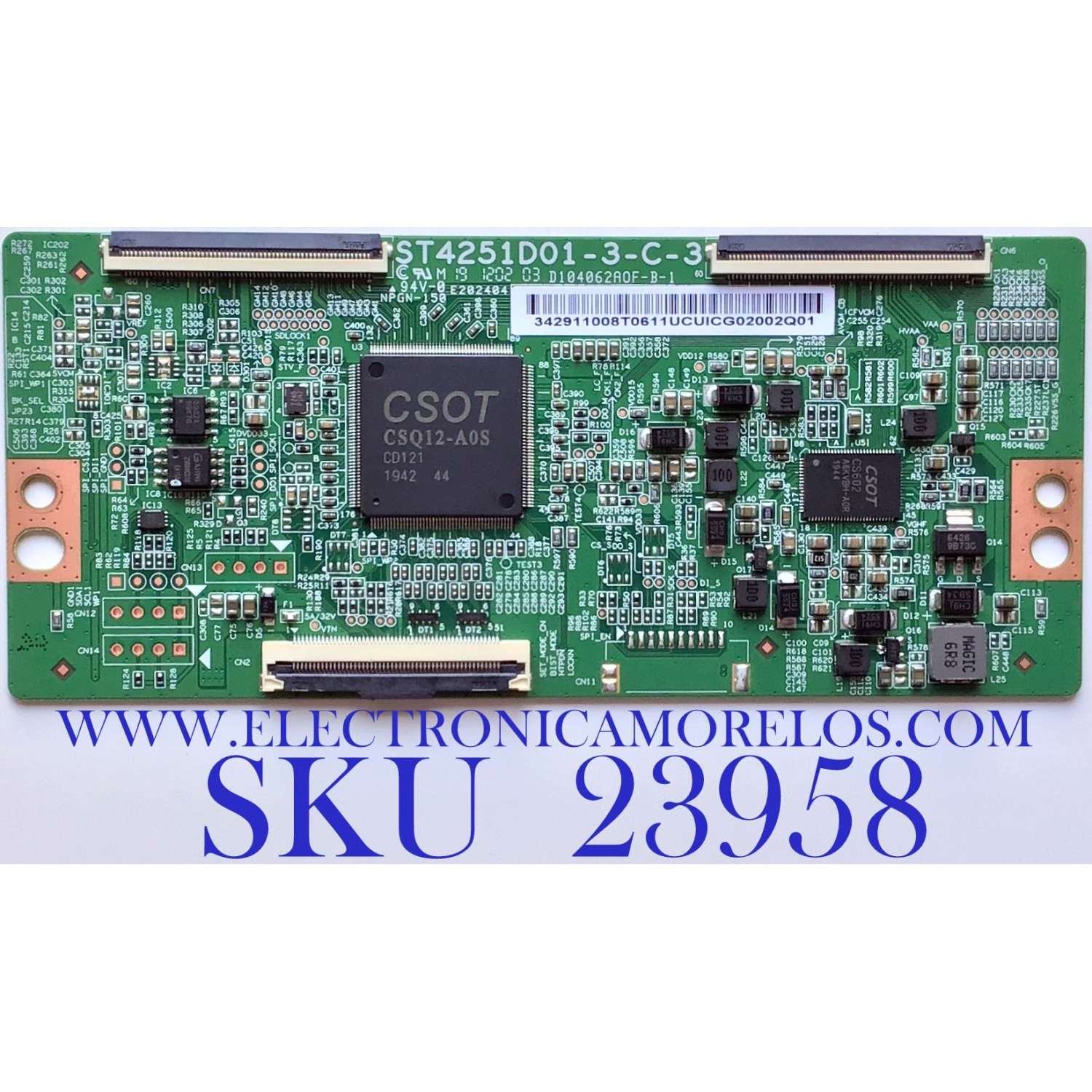 T-CON PARA TV TCL / WESTINGHOUSE / TOSHIBA / NUMERO DE PARTE 342911008T0611 / 34.29110.08T / ST4251D01-3-C-3 / 342911008T / D104062AOF-B-1 / DISPLAY ST4251D01-6 / PANEL´S LVU430NEBL / K430WDCRA / MODELOS 43S525 / 43LF621U21 / WR43UT4009