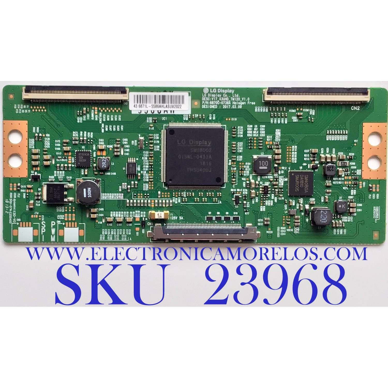 T-CON PARA TV W BOX / NUMERO DE PARTE  6871L-5586A / 6870C-0738A / 5586A / PANEL K430WDC2 / MODELO 0E-43LED4K