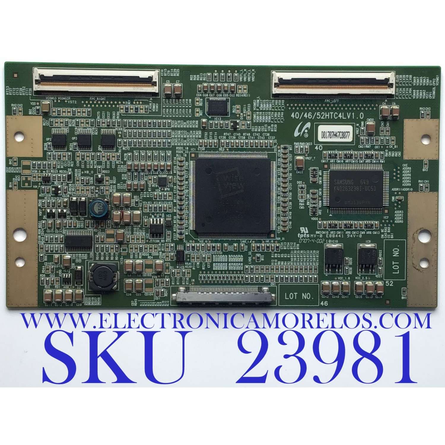 T-CON PARA TV SAMSUNG / NUMERO DE PARTE  LJ94-01707H / 40/46/52HTC4LV1.0 / 01707H / PANEL LTA400HT-LH1 / MODELOS LE40M86BDX/XEU / LE40M87BDX/XEU / LNT4065FX/XAA / LNT4066FX/XAA