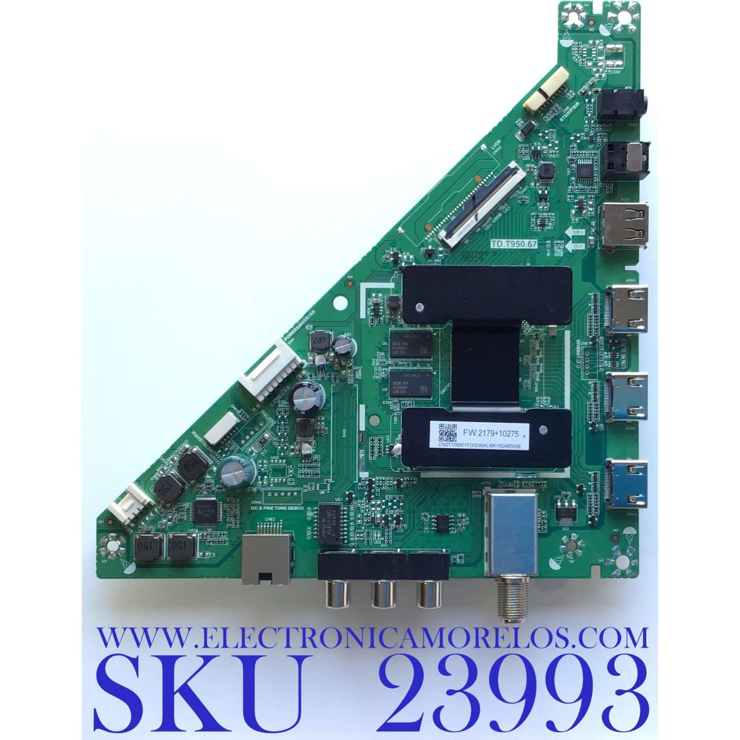 MAIN PARA TV TOSHIBA / NUMERO DE PARTE CN2T100001F / TD.T950.67 / CN2T100001F00DWALMK / PANEL K430WDCRA-VA250A6 / DISPLAY T430HVN01.0 / MODELO 43LF421U21