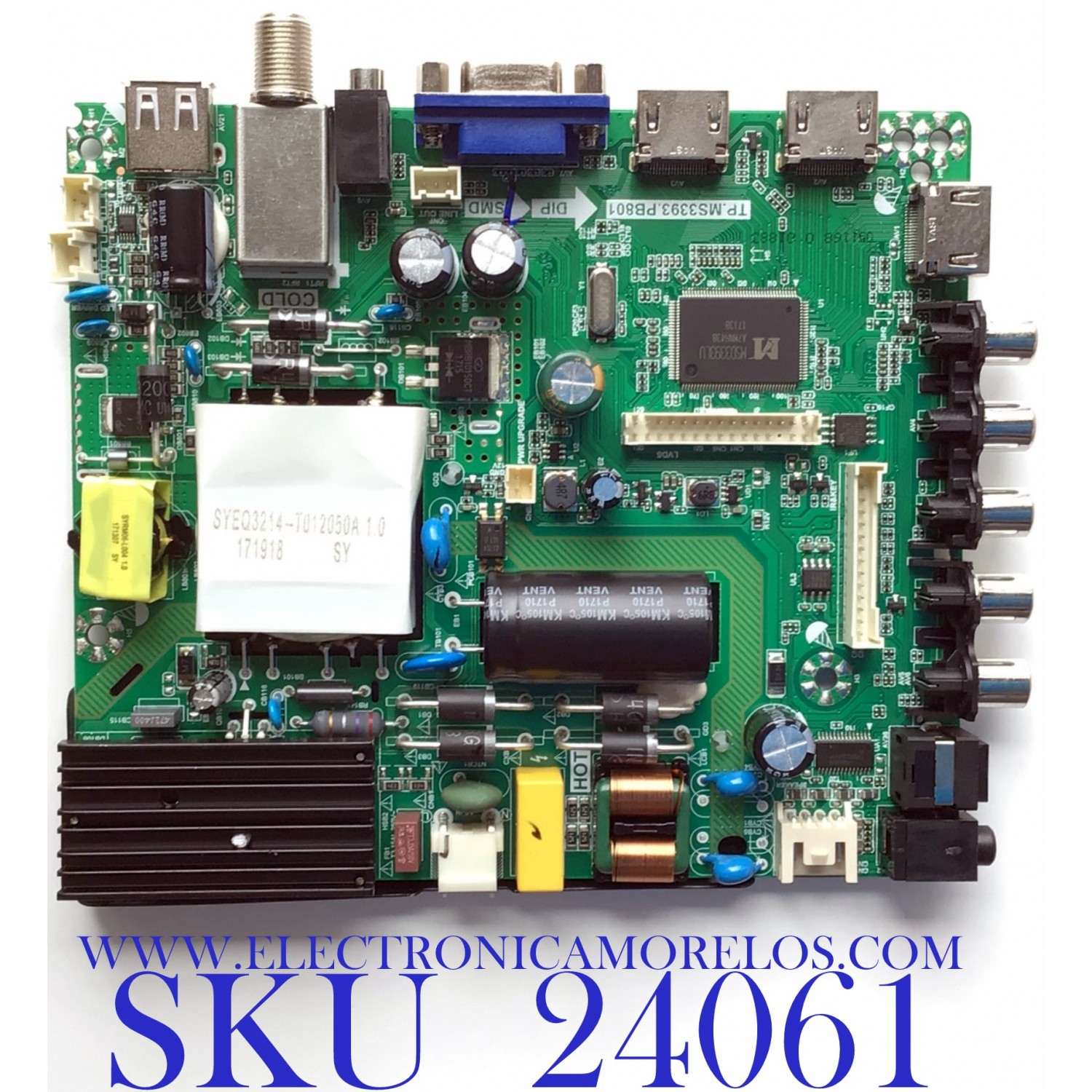 MAIN FUENTE PARA TV ELEMENT / NUMERO DE PARTE  H17051168 / TP.MS3393.PB801 / E17134-1-SY / H17051168-0A10670 / PANEL T500-V35-DLED / MODELO ELFW5017