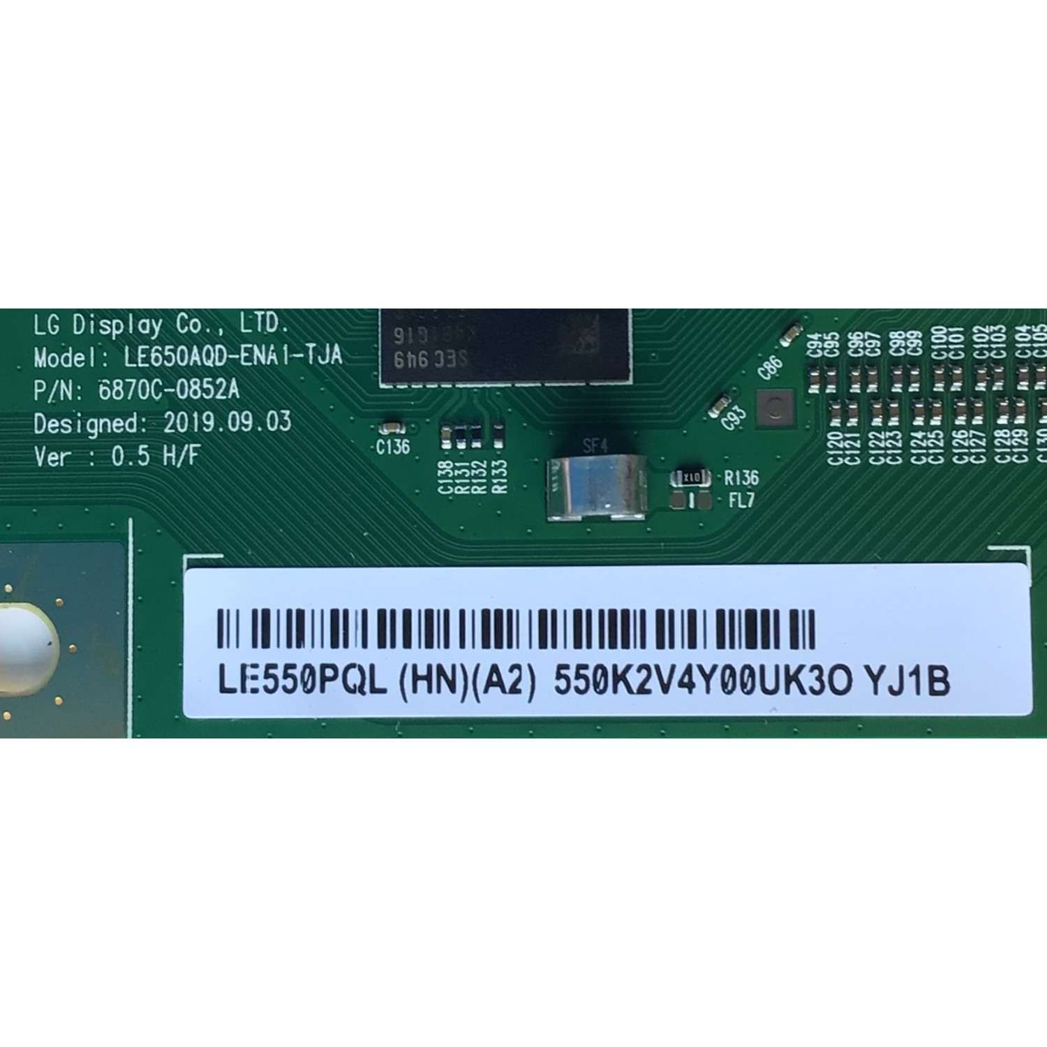 T-CON PARA TV LG OLED / NUMERO DE PARTE 6871L-6411A / 6870C-0852A / LE550PQL (HN)(A2) / 6411A / PANEL AC550AQL / MODELO OLED55GXPUA / OLED55GXPUA.DUSQLJR / OLED55CXPUA / OLED55CXPUA.DUSQLJR / OLED55BXPUA.DUSQLJR - Imagen 2
