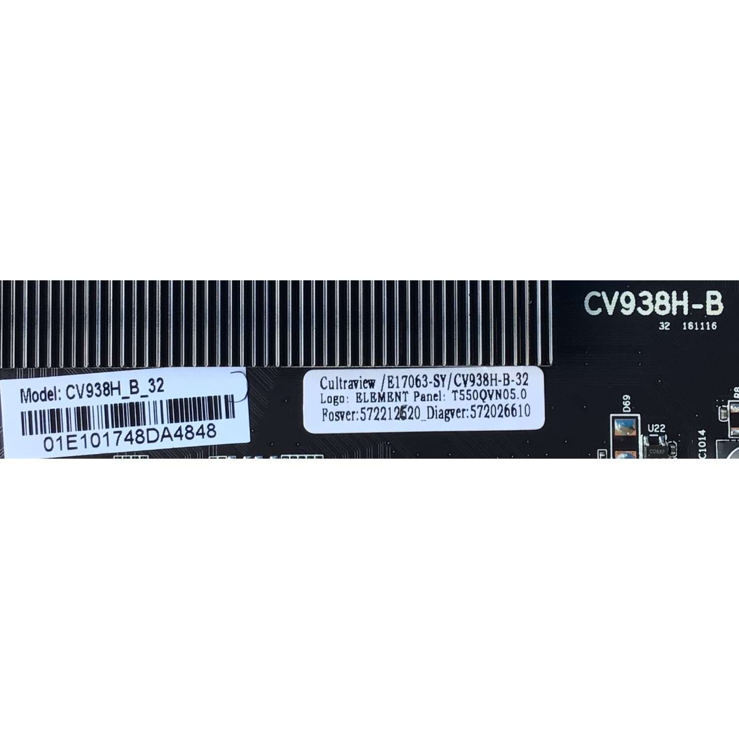 MAIN PARA SMART TV ELEMENT 4K UHD RESOLUCION (3840 x 2160) / NUMERO DE PARTE  890-M00-01E10 / CV938H-B / E17063-SY / 705-550-L7FCN / 7.D938HB32000.00A3 / CV938H_B_32 / T550QVN05.0 / PANEL T550-0UK-DLED / MODELO EL4KAMZ5517T LE-55GUK-A1 - Imagen 2