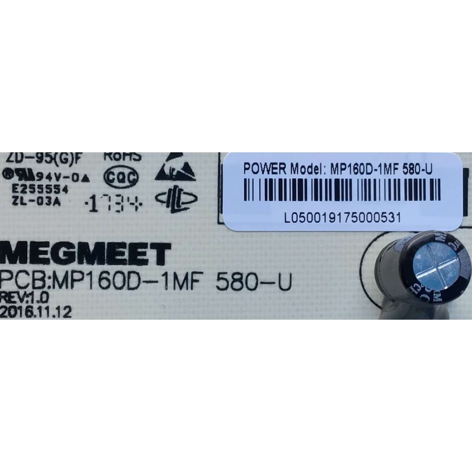 FUENTE DE PODER PARA TV ELEMENT / NUMERO DE PARTE  MP160D-1MF580-U / MP160D-1MF 580-U / PANEL C500U17-E61-A / MODELO E4SW5017RKU - Imagen 2