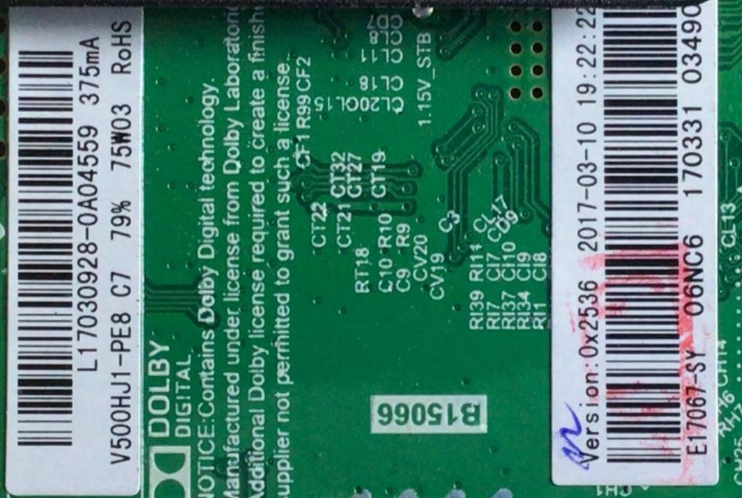 MAIN FUENTE (COMBO) PARA TV ELEMENT / NUMERO DE PARTE L17030928 / TP.MS3393.PB801 / V500HJ1-PE8 / 170331 / E17067-SY / PANEL T500-V35-DLED / MODELO ELFW5017 D7A0M0 - Imagen 2