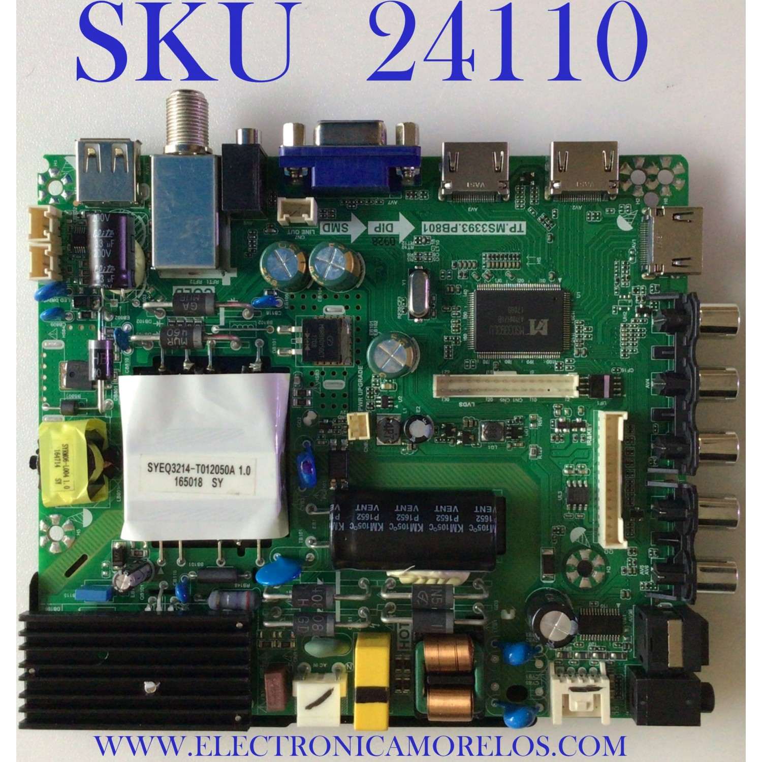 MAIN FUENTE (COMBO) PARA TV ELEMENT / NUMERO DE PARTE L17030928 / TP.MS3393.PB801 / V500HJ1-PE8 / 170331 / E17067-SY / PANEL T500-V35-DLED / MODELO ELFW5017 D7A0M0