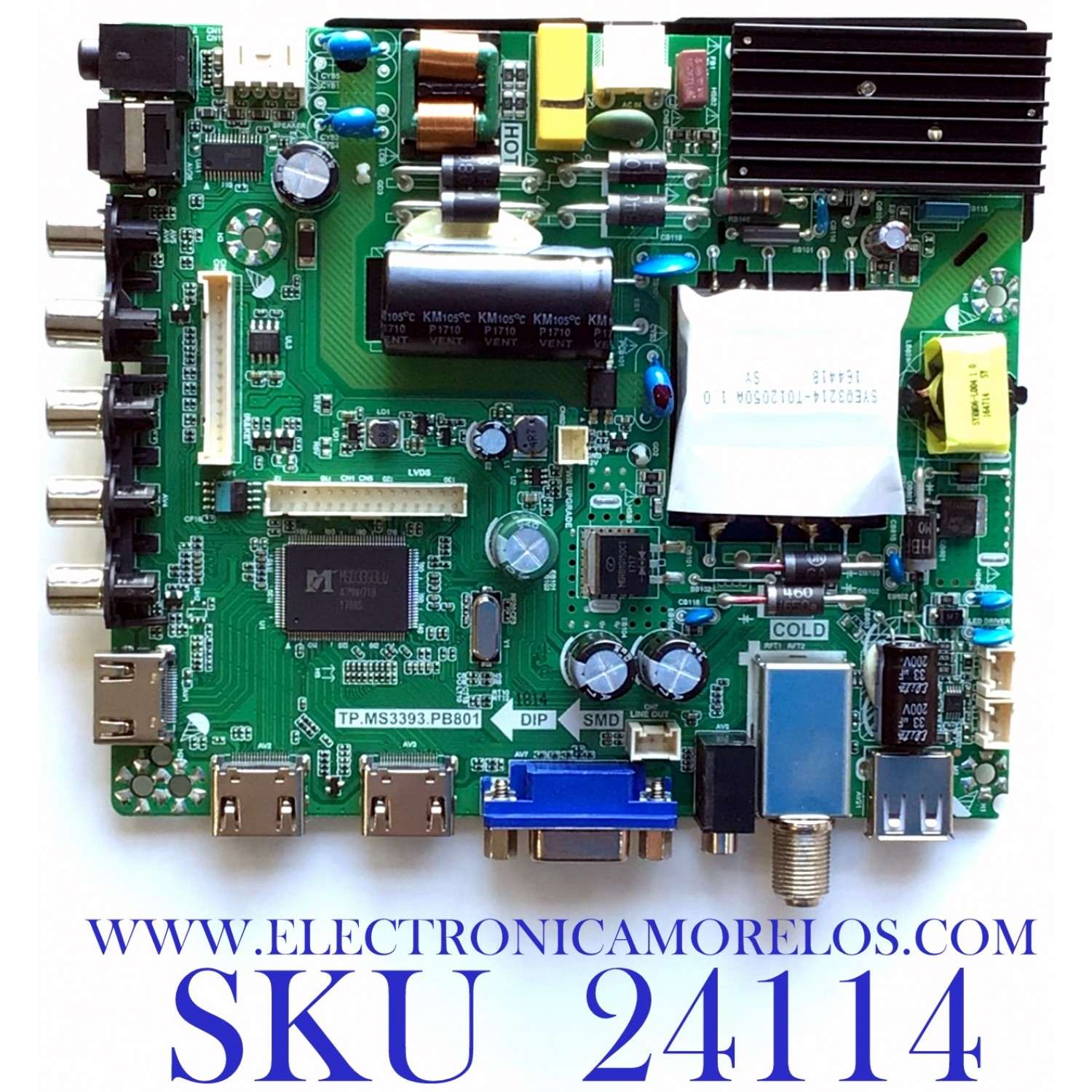 MAIN FUENTE (COMBO) PARA TV ELEMENT / NUMERO DE PARTE L17051814 / TP.MS3393.PB801 / T500HVN08.2 / E17134-3-SY / PANEL T500-V35-DLED / MODELO ELFW5017 F7A2M0
