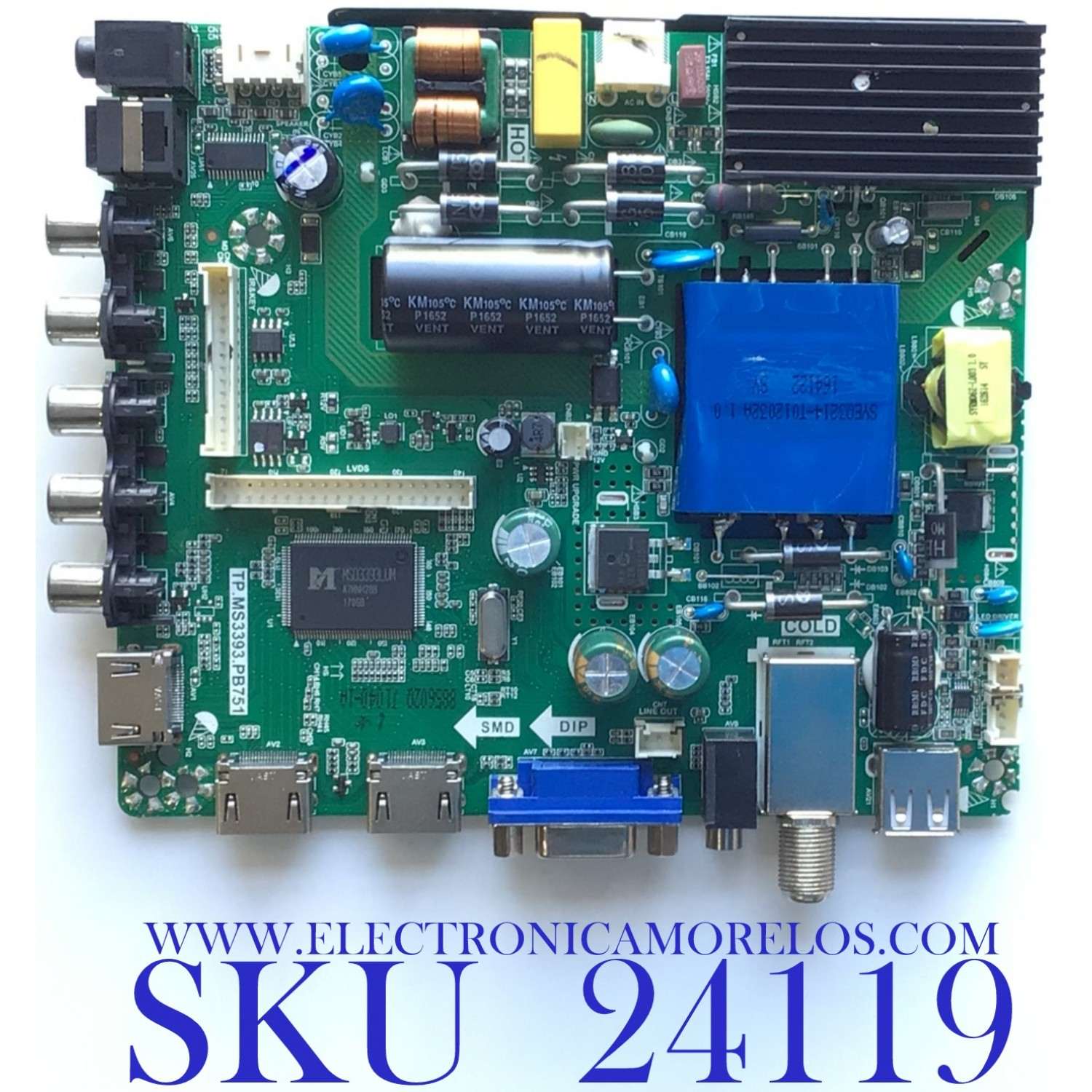 MAIN FUENTE PARA TV ELEMENT / NUMERO DE PARTE  K17031040 / TP.MS3393.PB751 / K17031040-1A00542 / E17054-2-SY / 20170331_155839 / PANEL T400-V35-DLED / MODELO ELFW4017