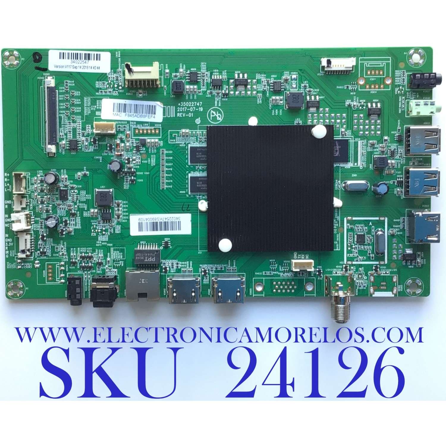 MAIN PARA TV ELEMENT 4K (3840 X 2160) HDR SMART / NUMERO DE PARTE 34022547 / 35022747 / E148158 / PANEL LC546PU2L02 / DISPLAY LC546PU2L02 / MODELO E4SW5518