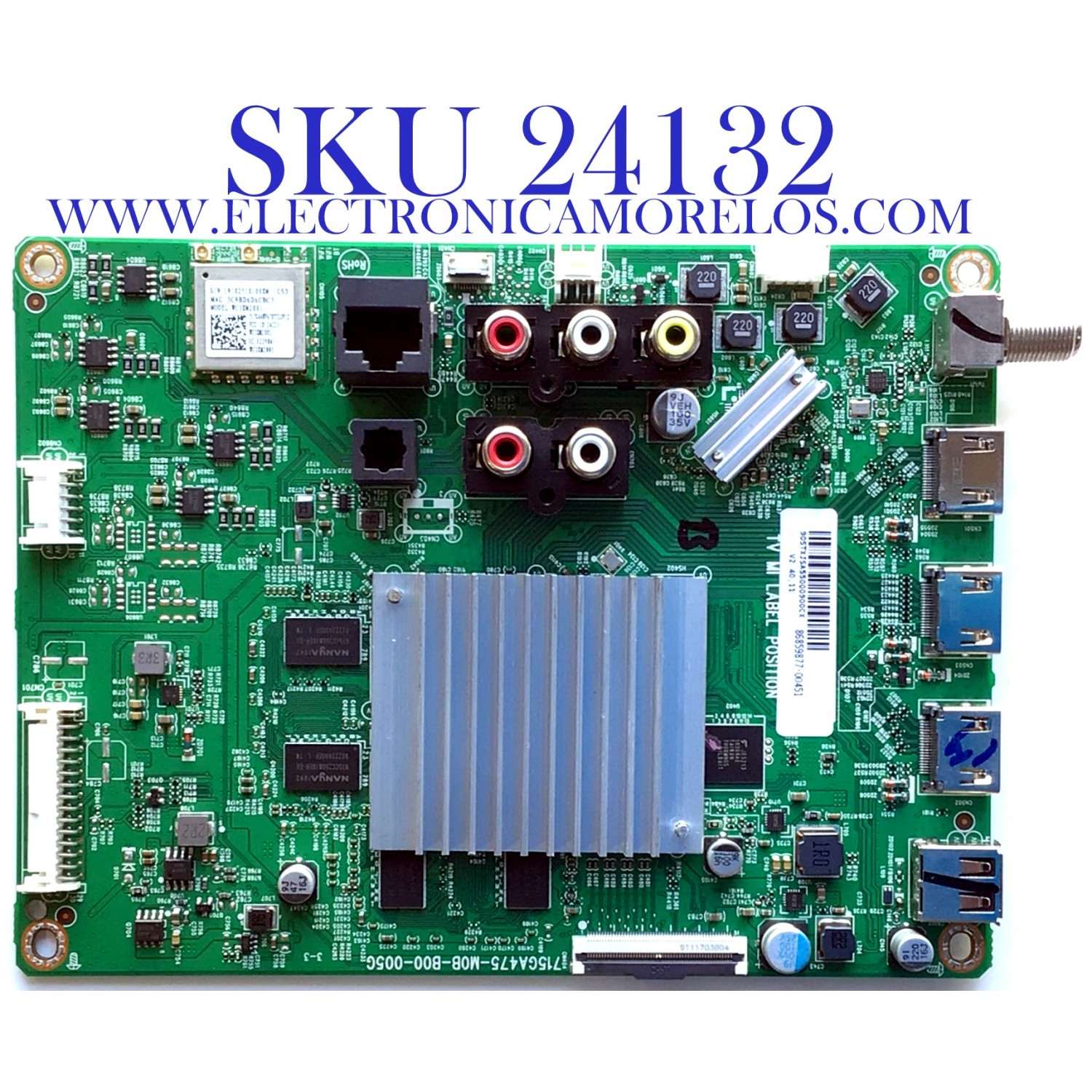 MAIN PARA TV VIZIO / NUMERO DE PARTE 905TXJSA550009 / 715GA475-M0B-B00-005G / TXJSA550009 / PANEL TPT550F2-PU2L03.Q REV:S03M / MODELOS V555-G1 LTCDYIL / V555-G1 LTCDYILV