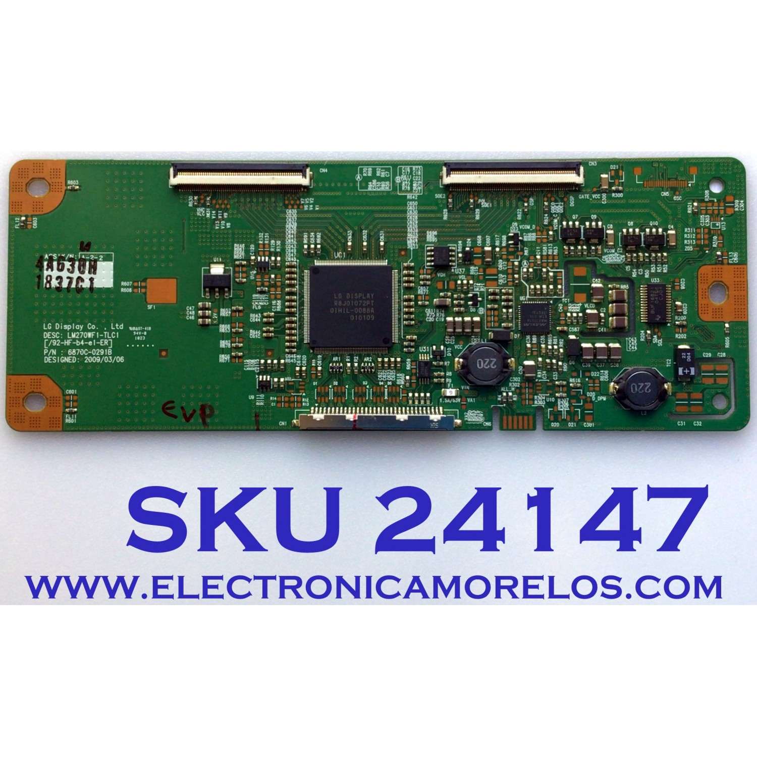T-CON PARA TV HP / NUMERO DE PARTE 6871L-1837L / 6870C-0291B / 1837L / PANEL LM270WF1 (TL)(C1) / MODELO 2710M