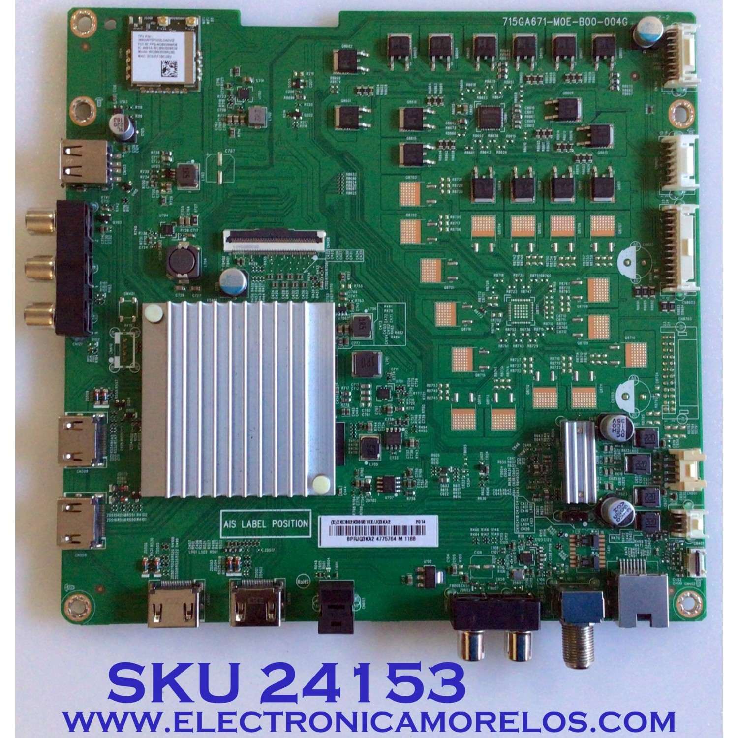 MAIN PARA TV VIZIO / NUMERO DE PARTE 756TXKCB02K005 / XKCB02K005 / 715GA671-M0E-B00-004G / 715GA671-M01-B00-004Y / PANEL TPT500U1-QVN03.U REV:SFB1H / MODELO M50Q7-H1 LTCWZKKW / LTCWZKMW