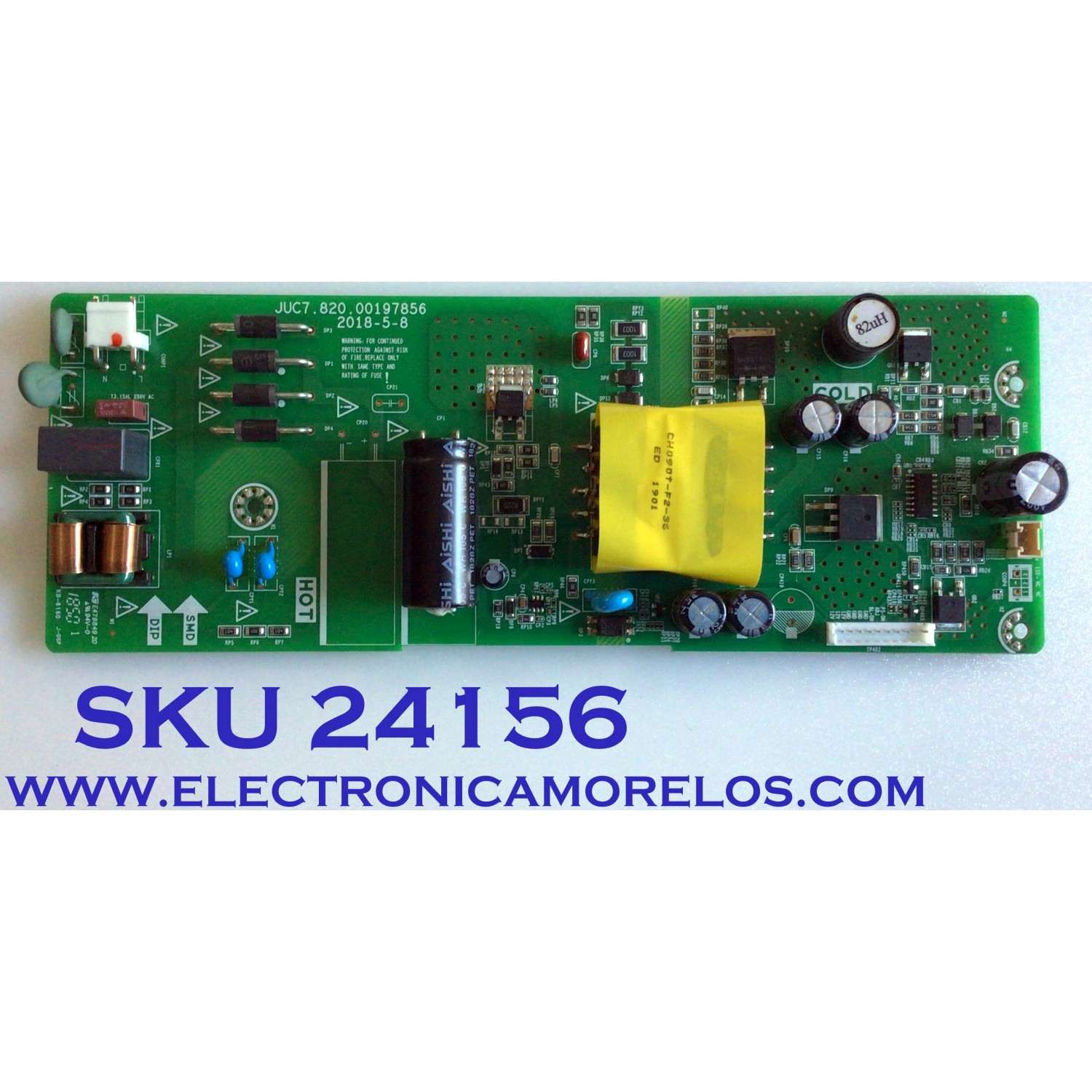 FUENTE DE PODER PARA TV ELEMENT / NUMERO DE PARTE 999C8DPP / JUC7.820.00197856 / KB-6160 / PANEL C400F18-E1-C / MODELO E2SW3918 A9C0H