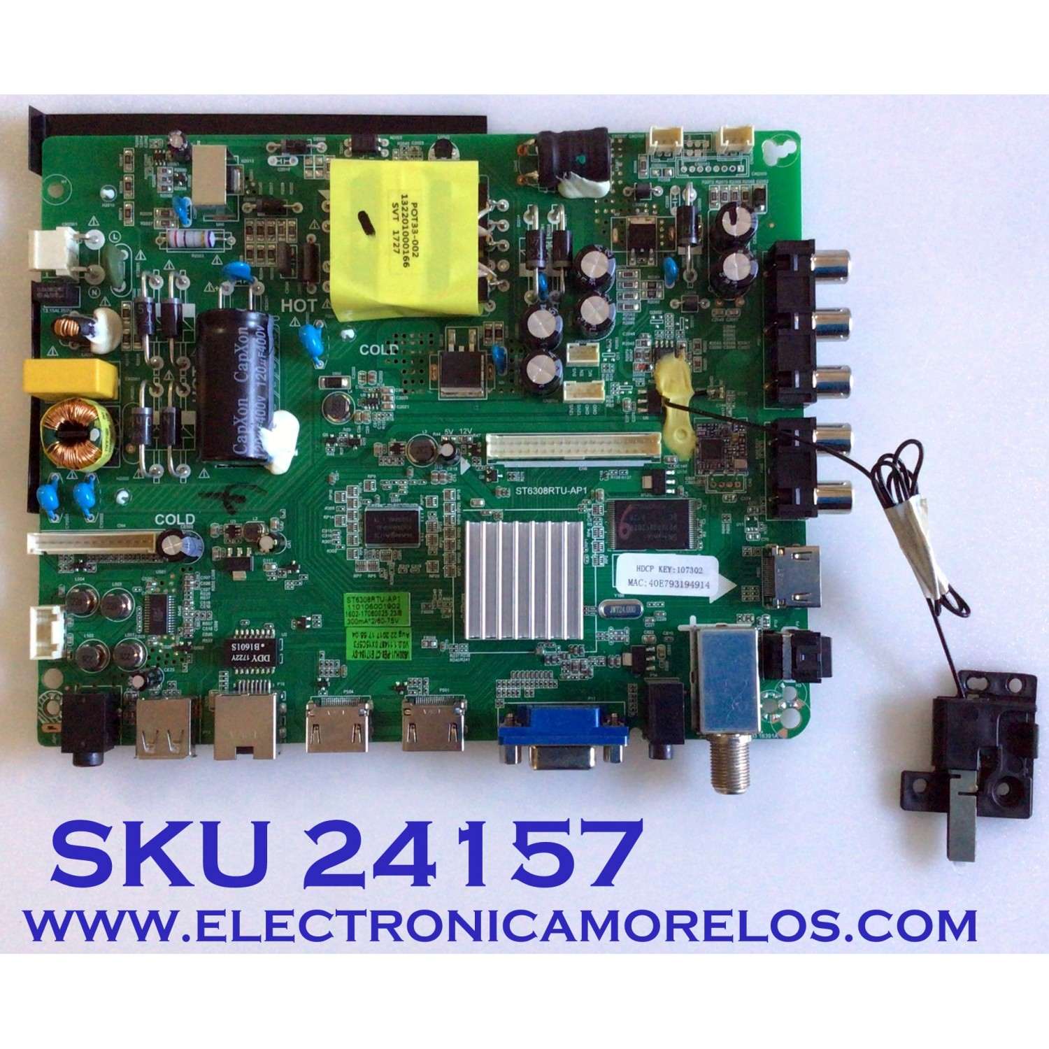 MAIN FUENTE (COMBO) PARA TV ELEMENT / NUMERO DE PARTE E17194-SY / 110105001902 / ST6308RTU-AP1 / 1602-17080025 / V500HJ1-PE8-C7 / PANEL T500-DXB-DLED / MODELO ELSJ5017 J7C0M1